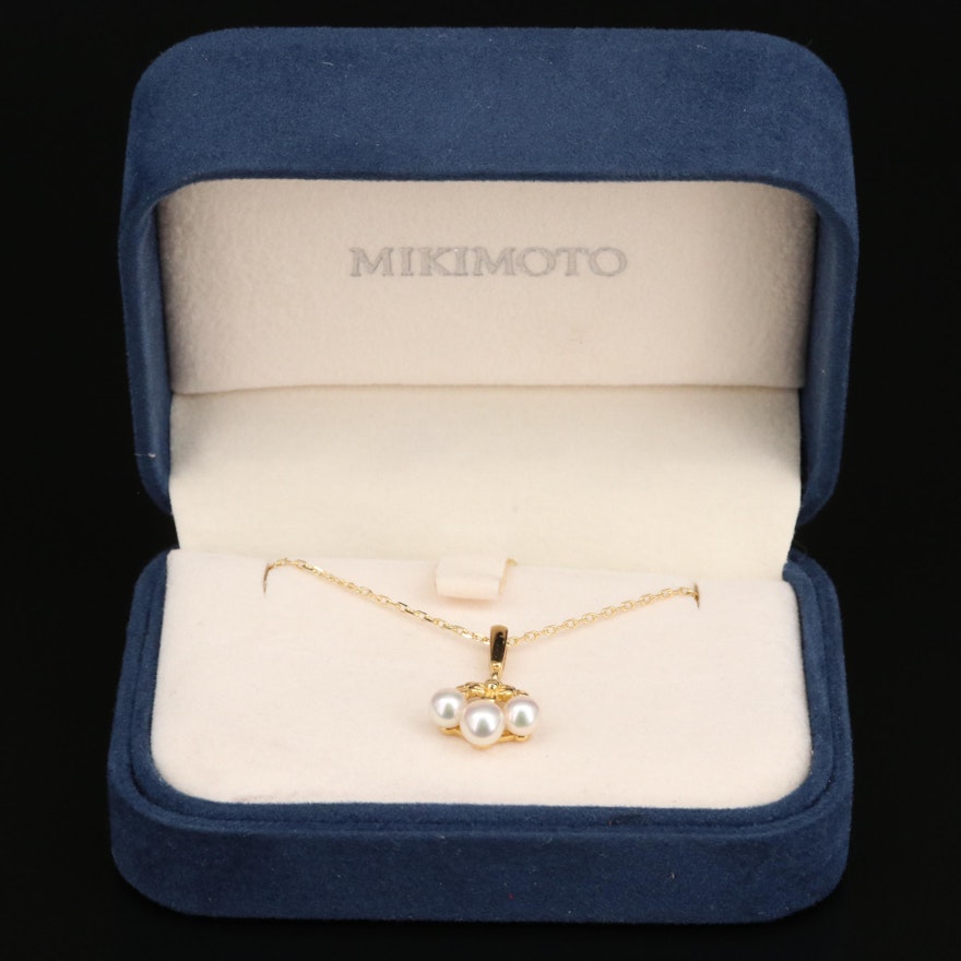 Mikimoto 18K Pearl Floral Necklace