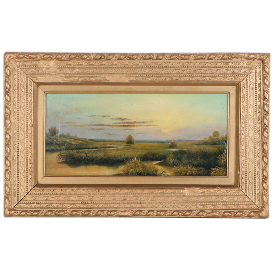 Salt Marsh Landscape Oil Painting, Circle of Martin Johnson Heade