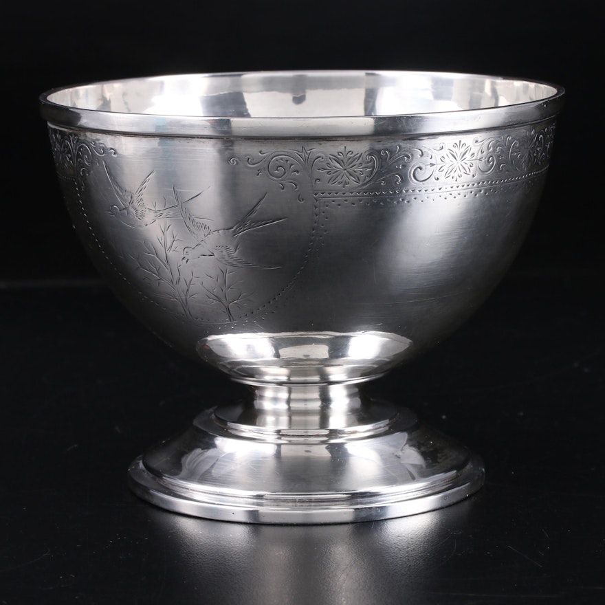 Whiting Chased Sterling Silver Footed Bowl, Late 19th/Early 20th Century