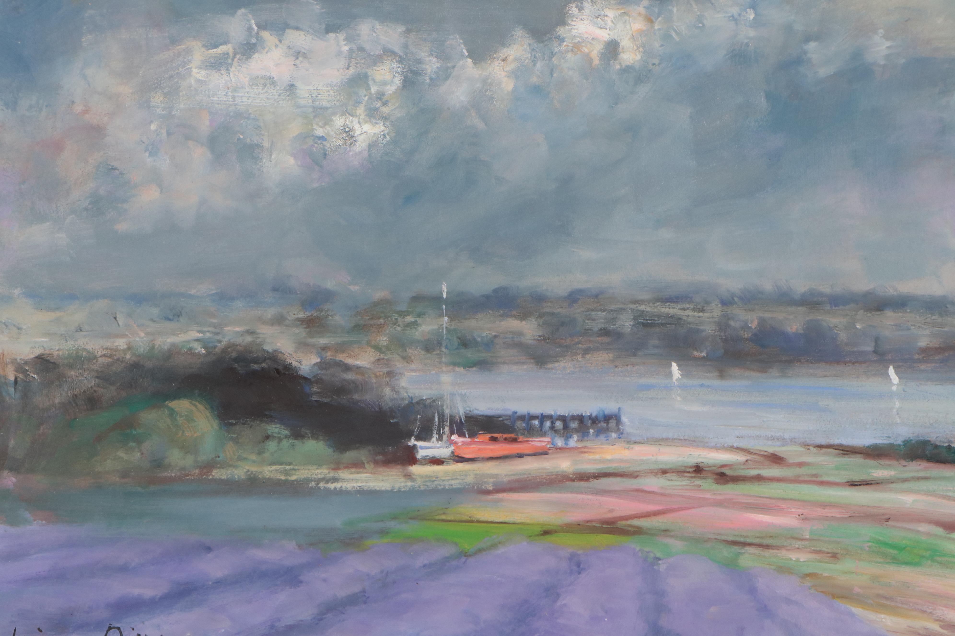 Nino Pippa Riverscape Oil Painting "Provence - The Jetty on the River Rhone"