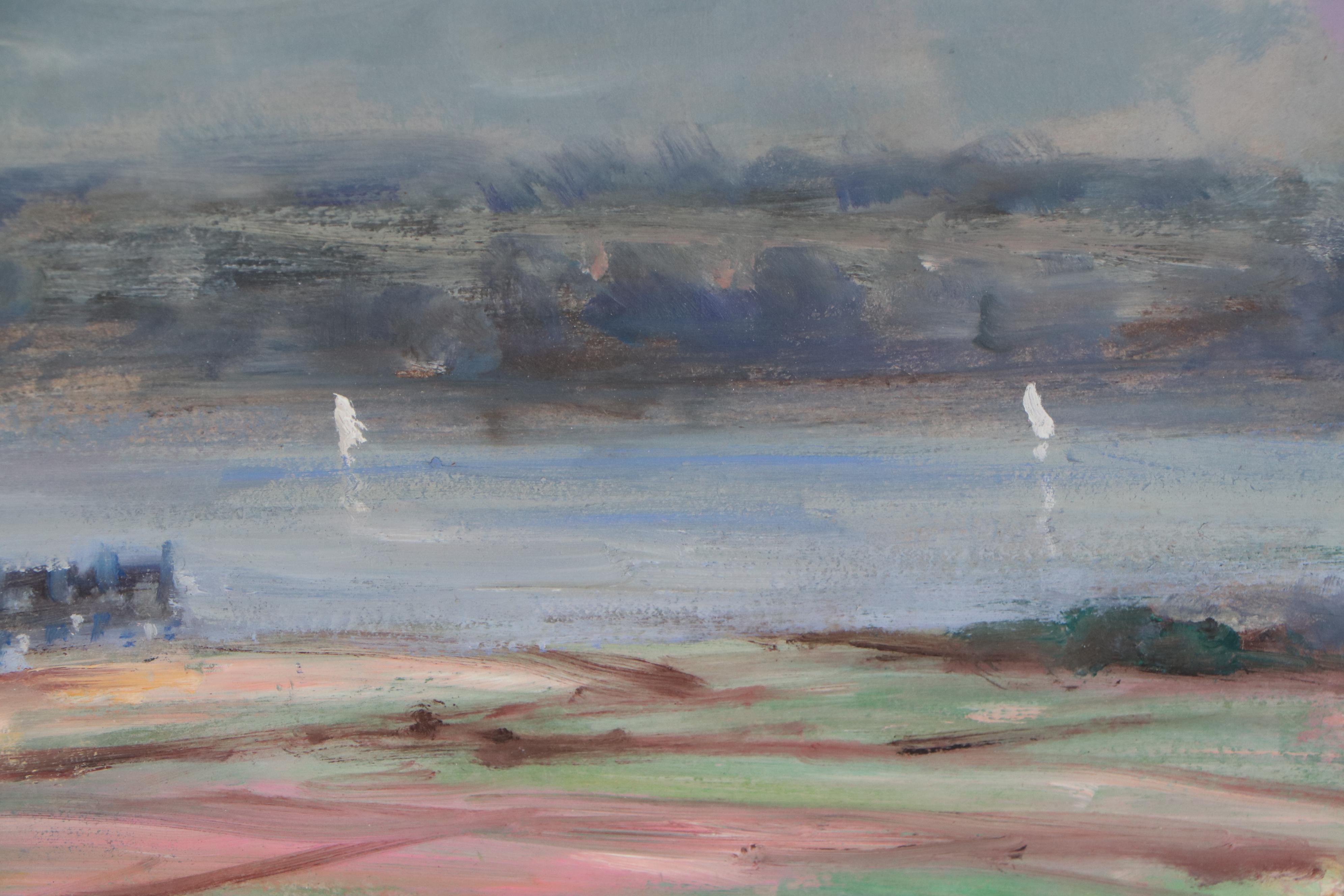 Nino Pippa Riverscape Oil Painting "Provence - The Jetty on the River Rhone"