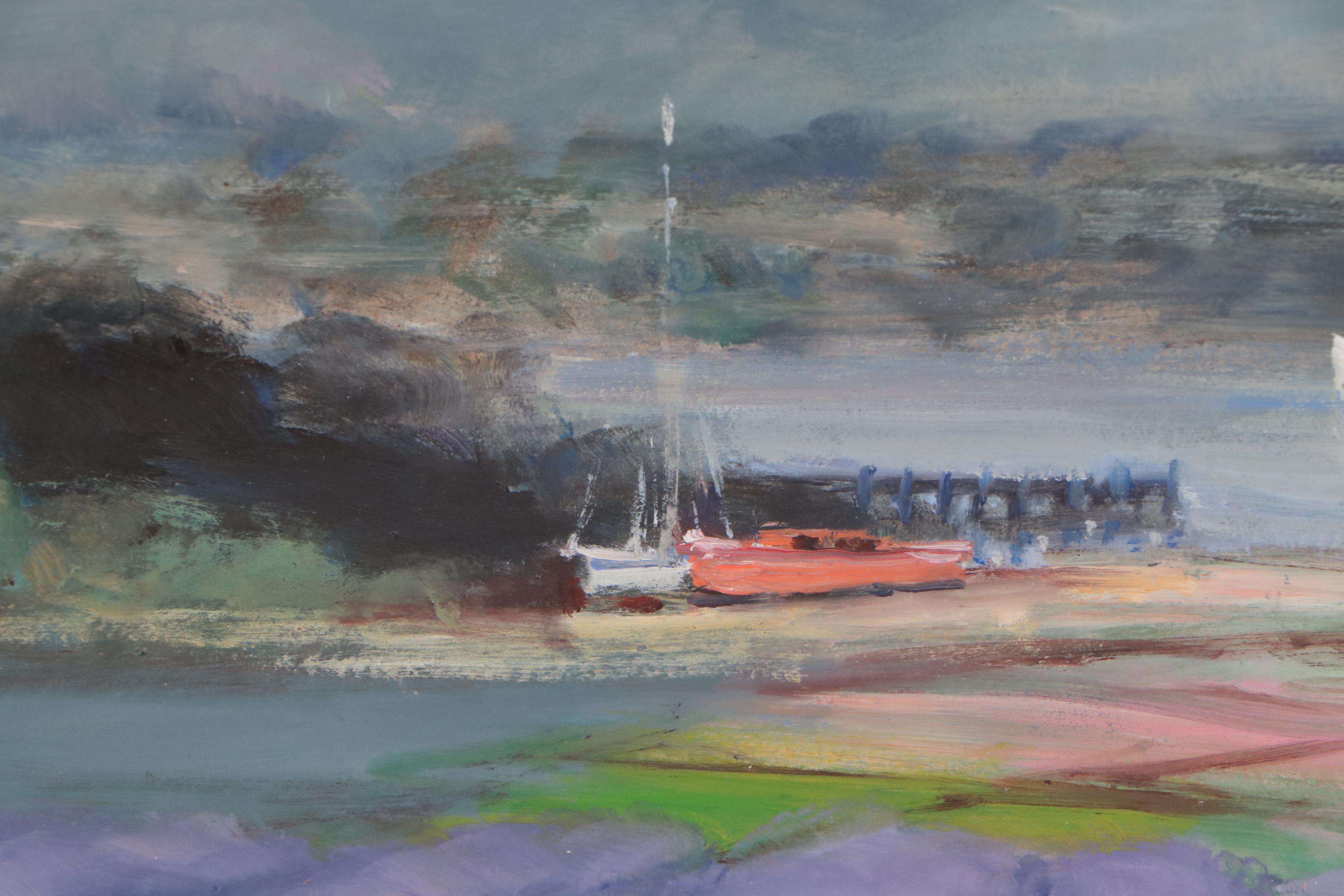 Nino Pippa Riverscape Oil Painting "Provence - The Jetty on the River Rhone"