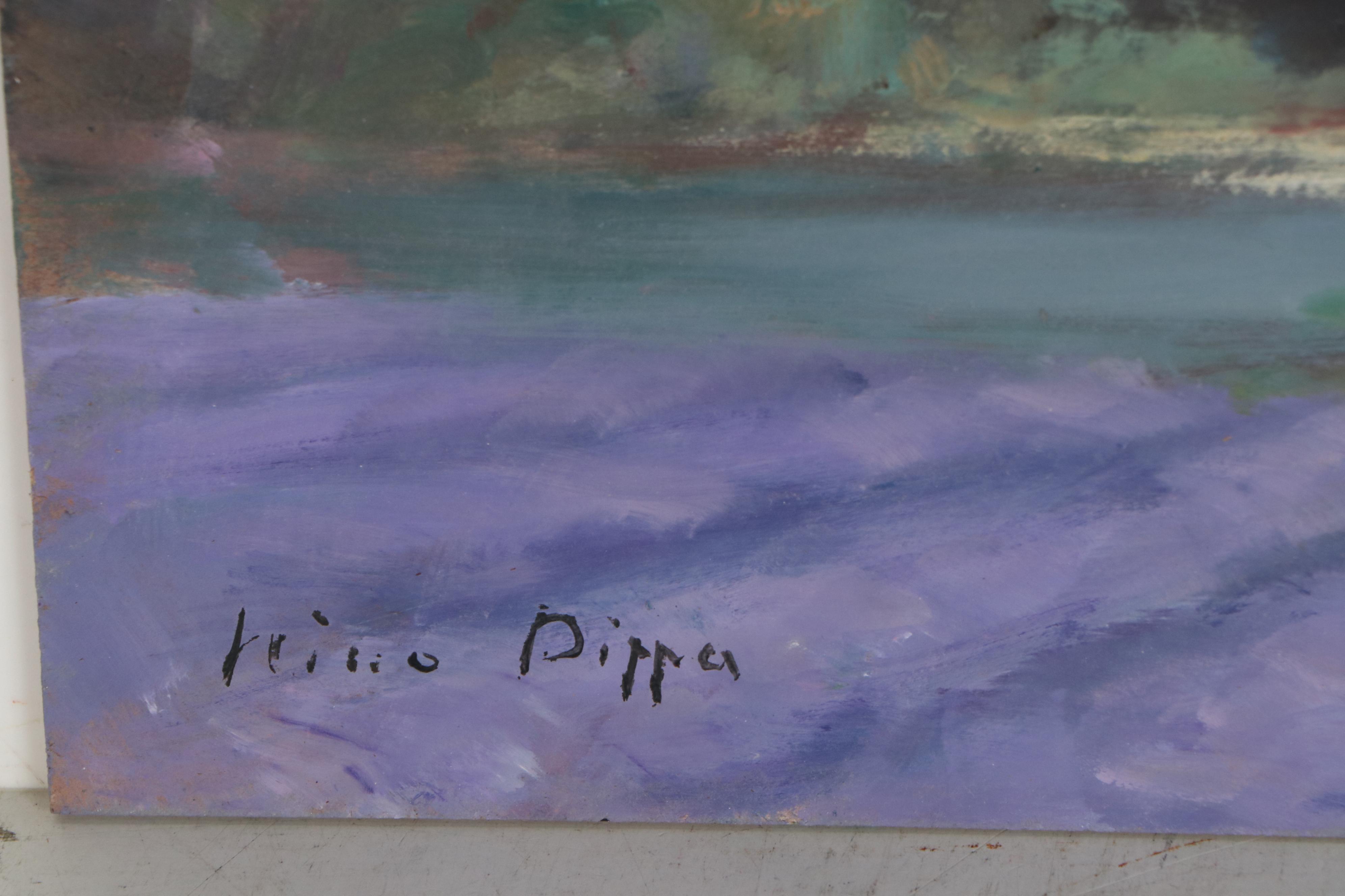 Nino Pippa Riverscape Oil Painting "Provence - The Jetty on the River Rhone"