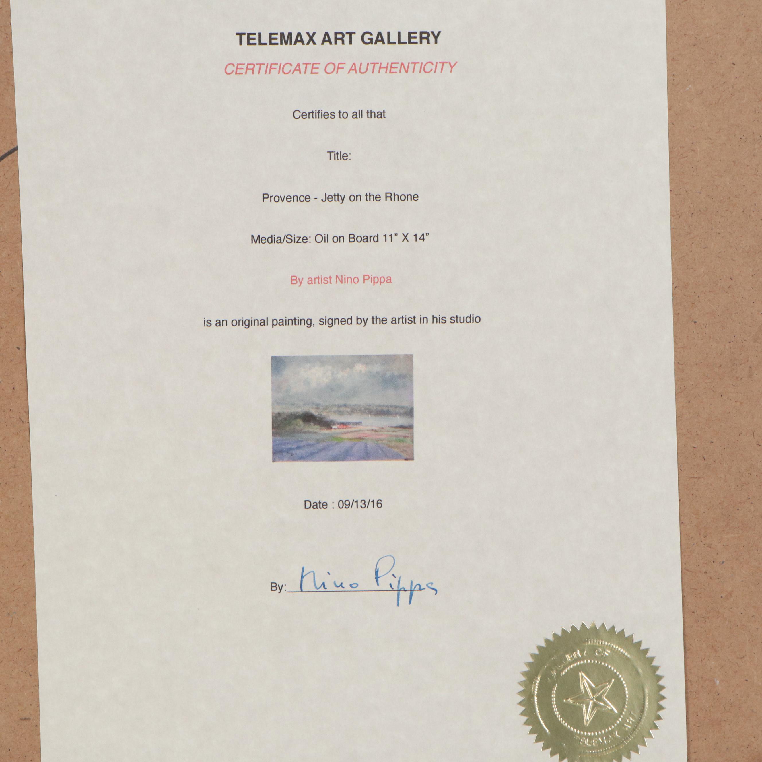 Nino Pippa Riverscape Oil Painting "Provence - The Jetty on the River Rhone"