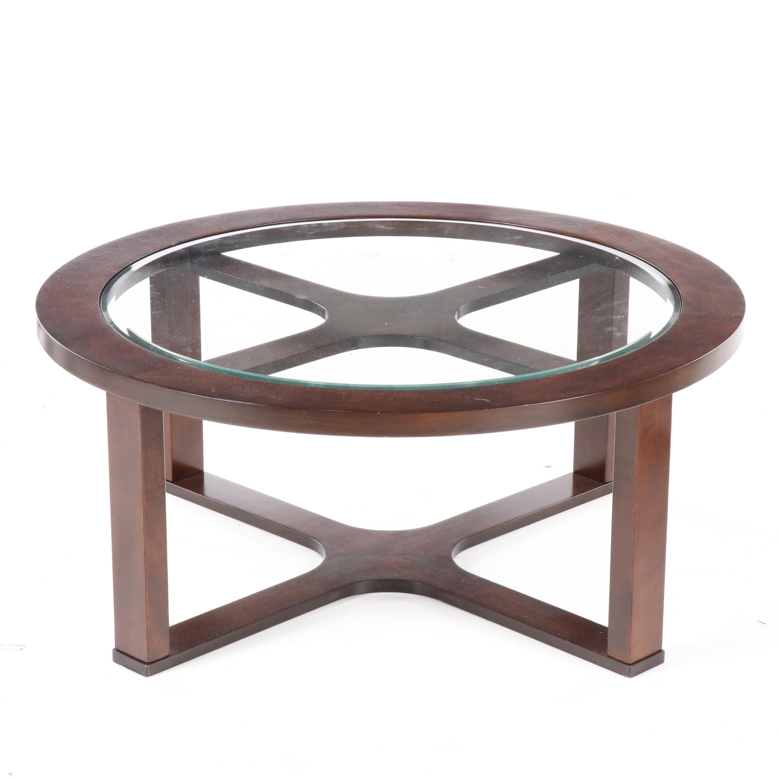 Ashley Furniture "Marion" Glass Top Coffee Table with Nesting Stools