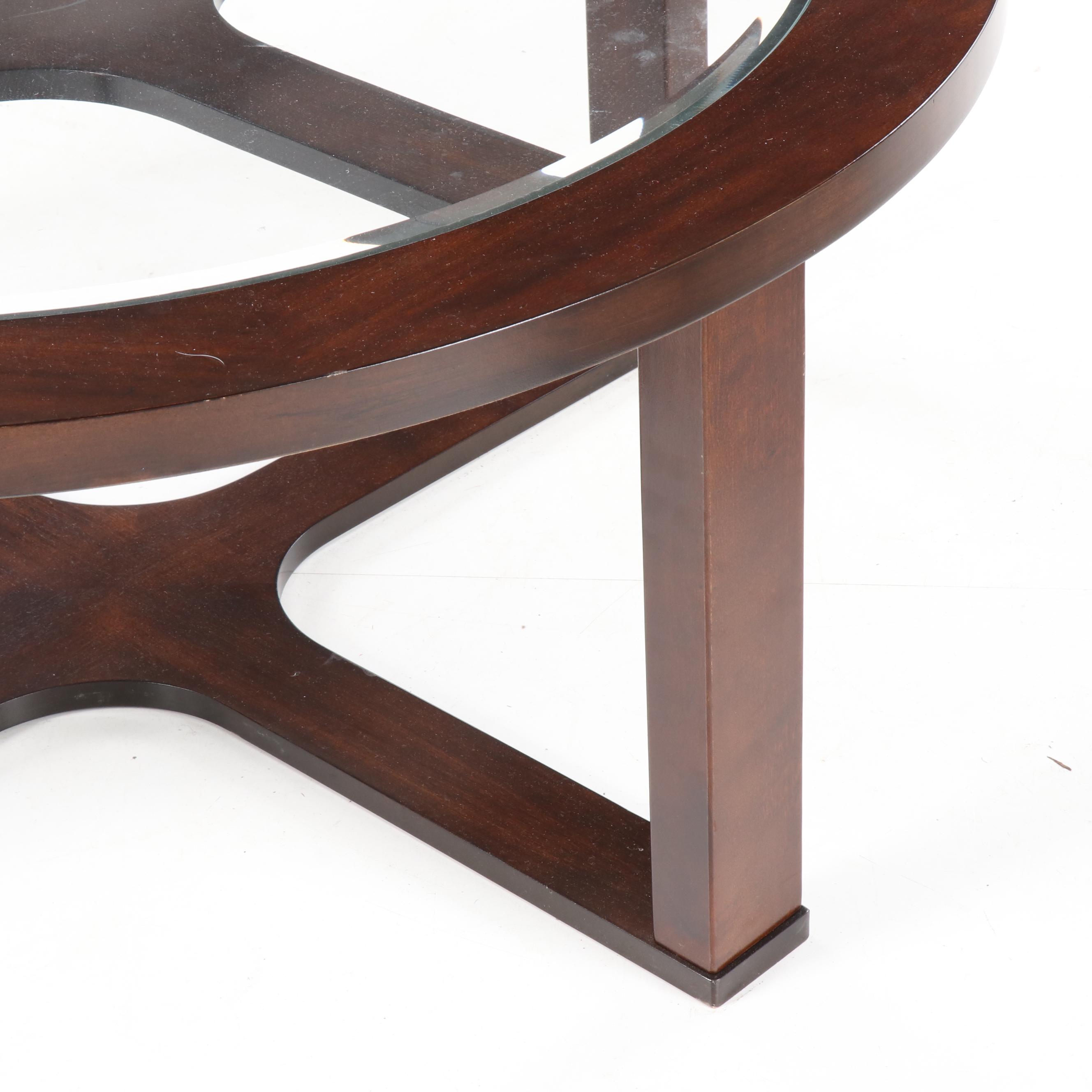 Ashley Furniture "Marion" Glass Top Coffee Table with Nesting Stools