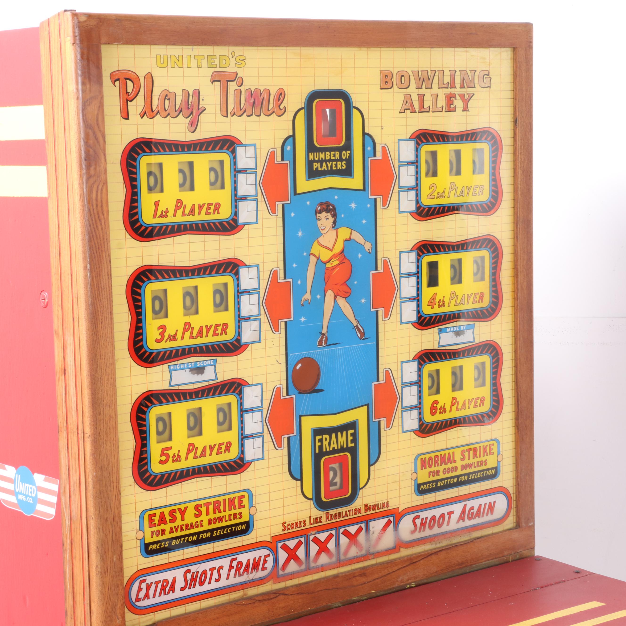 United Play Time Bowling Alley Arcade Game, Mid-20th Century