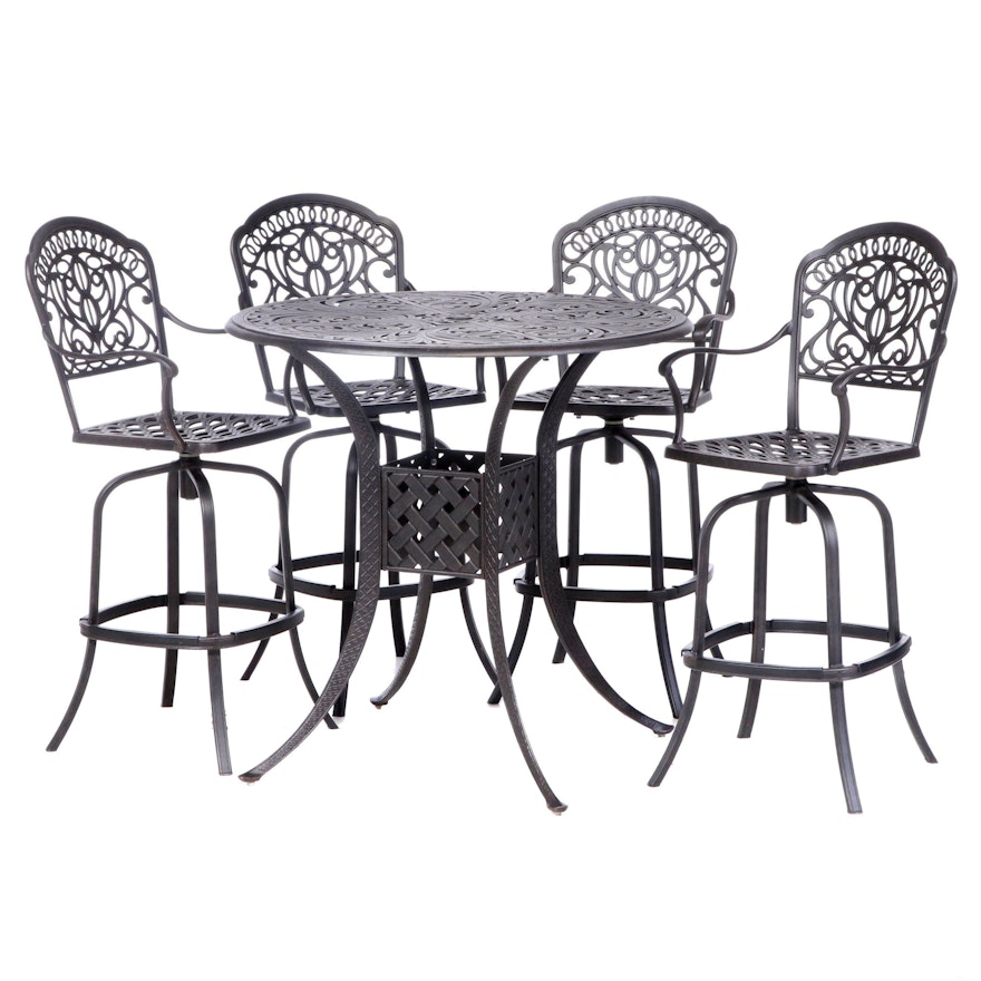 Contemporary Iron Bar Height Patio Dining Set