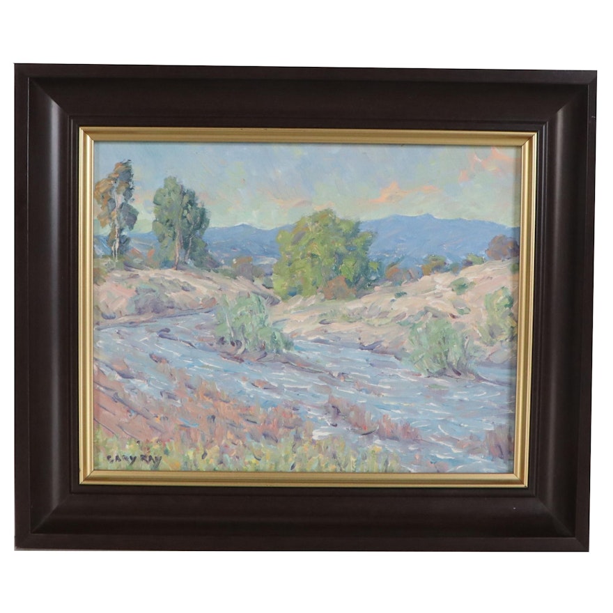 Gary Ray Landscape Oil Painting "Rushing Rain"