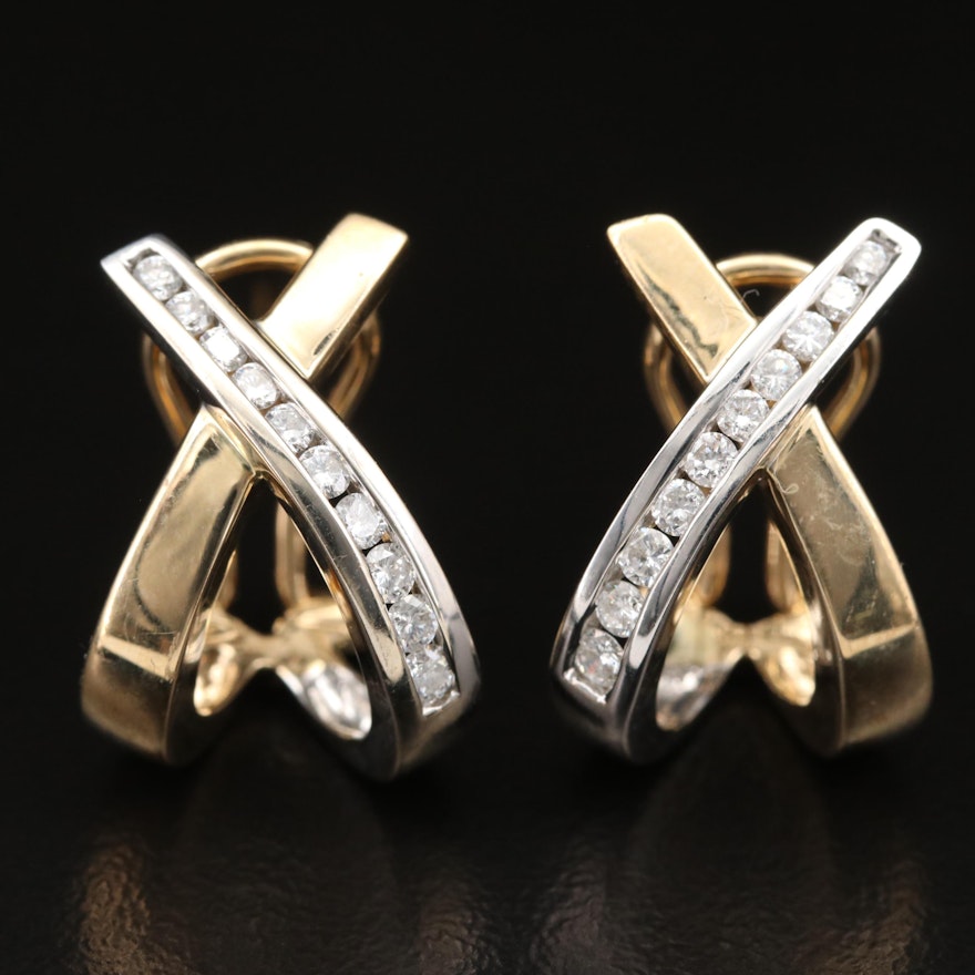14K Diamond Crossover Earrings