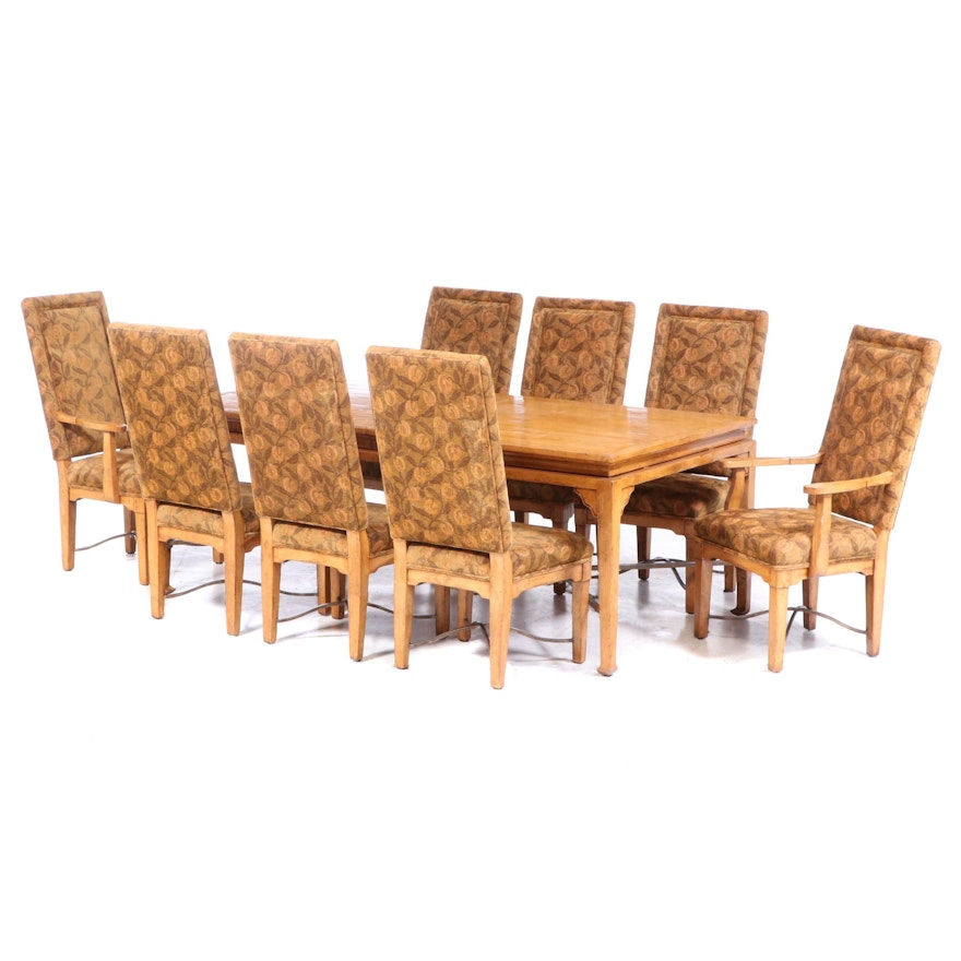 Nine-Piece Bausman & Company Chinese Style Iron-Mounted Hardwood Dining Set