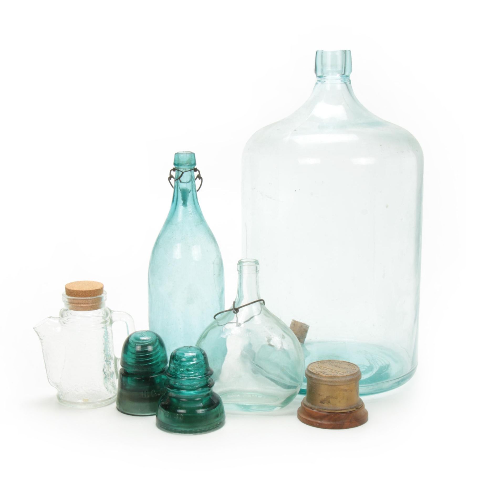 Aqua Glass  Bottles, Insulators and Neptune Water Meter Trident, Antiques