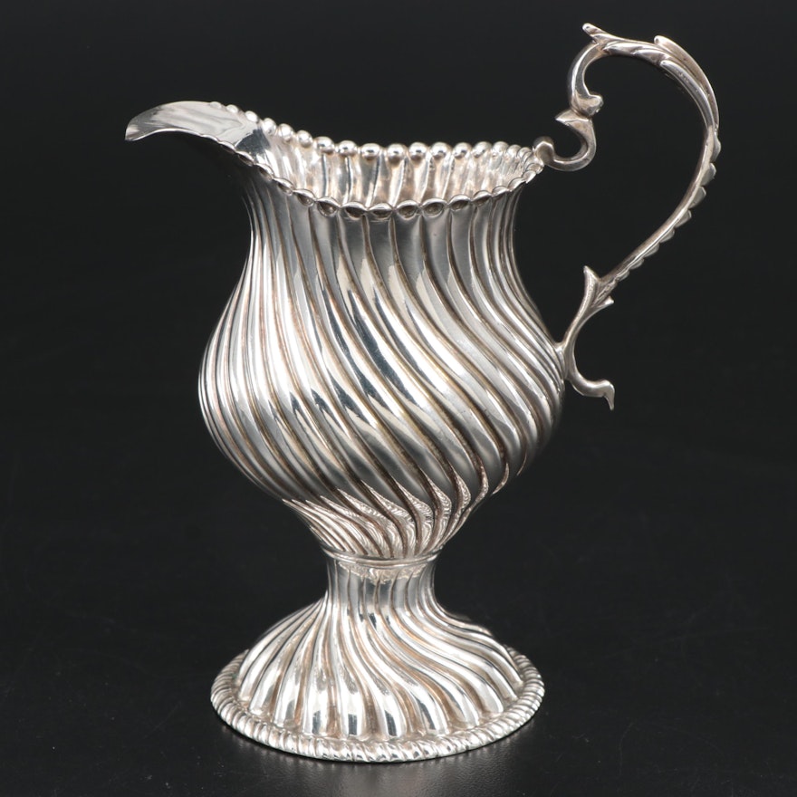 English Sterling Silver Wrythen and Gadroon Creamer, 1768