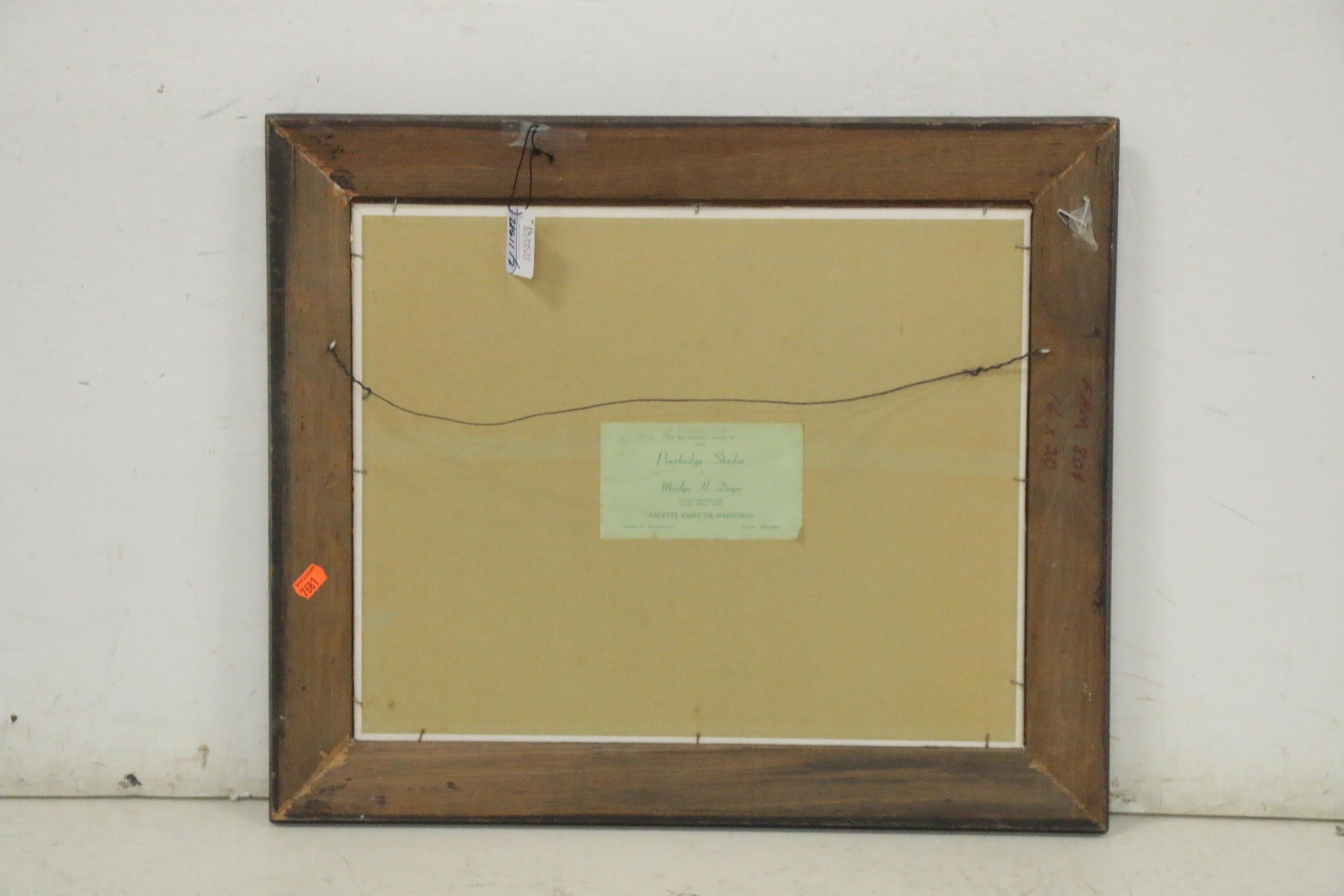 Marilyn Dwyer Oil Painting of Covered Bridge, Late 20th Century