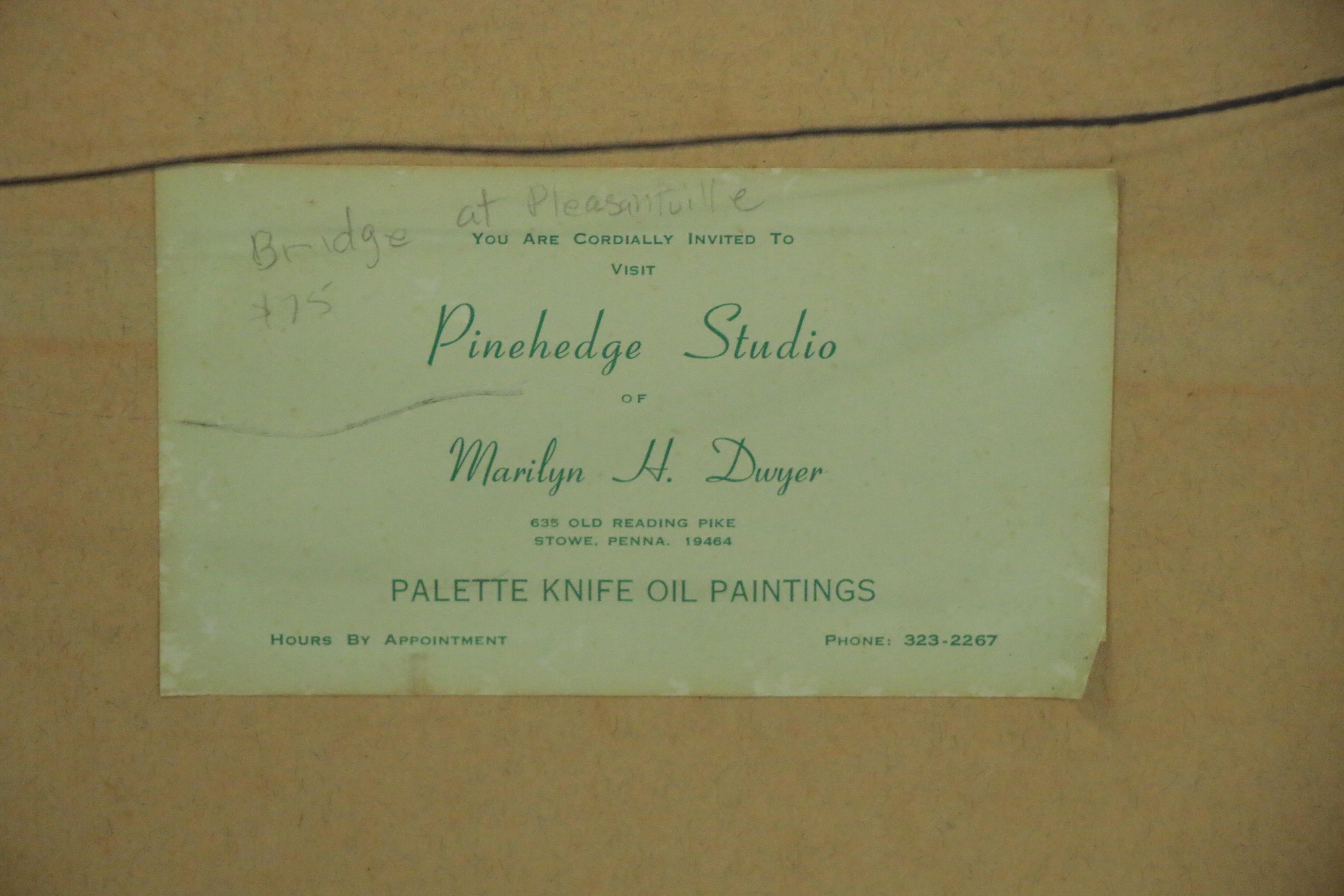 Marilyn Dwyer Oil Painting of Covered Bridge, Late 20th Century