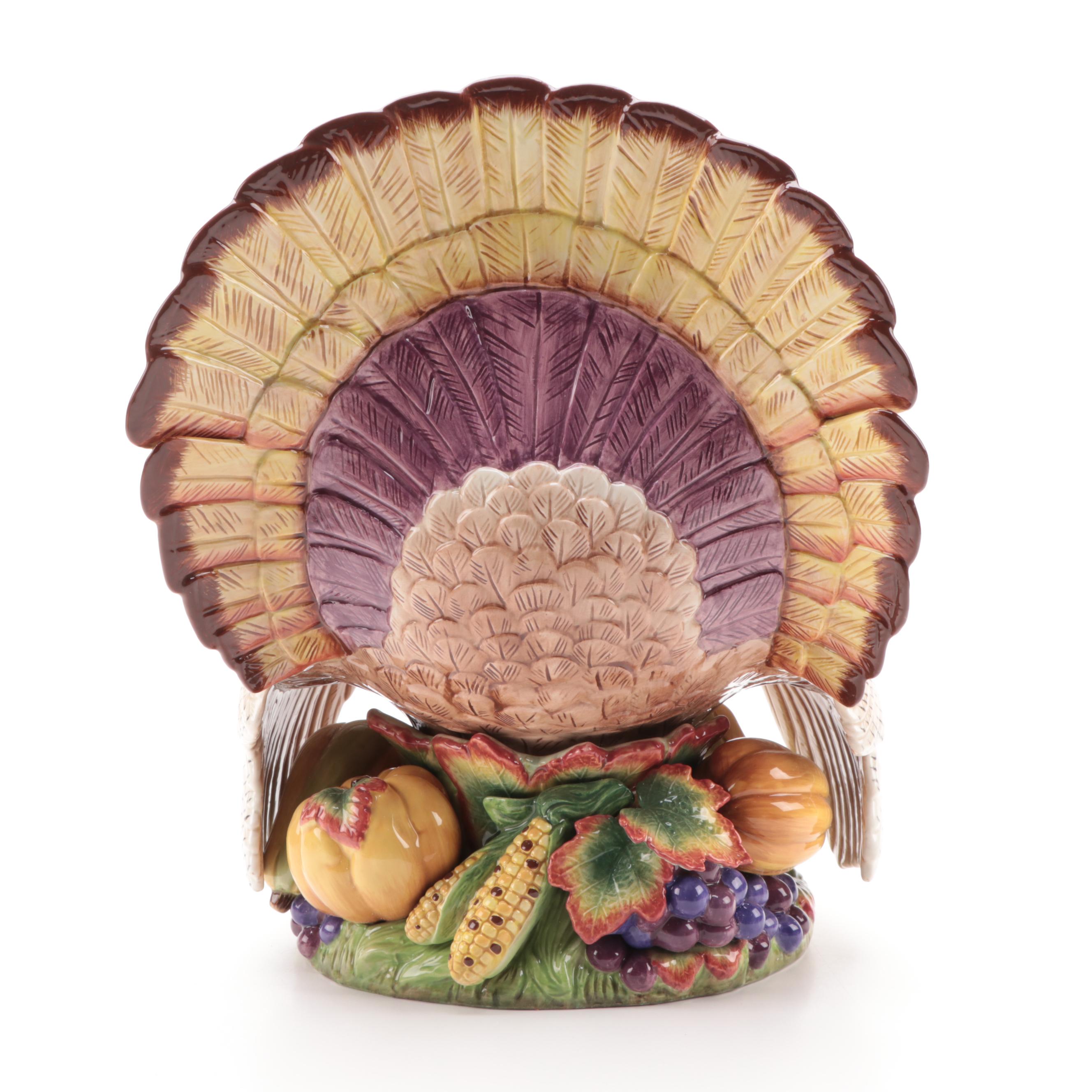 Fitz and Floyd "Autumn Bounty" Ceramic Turkey Tureen with Ladle, 1996–1999