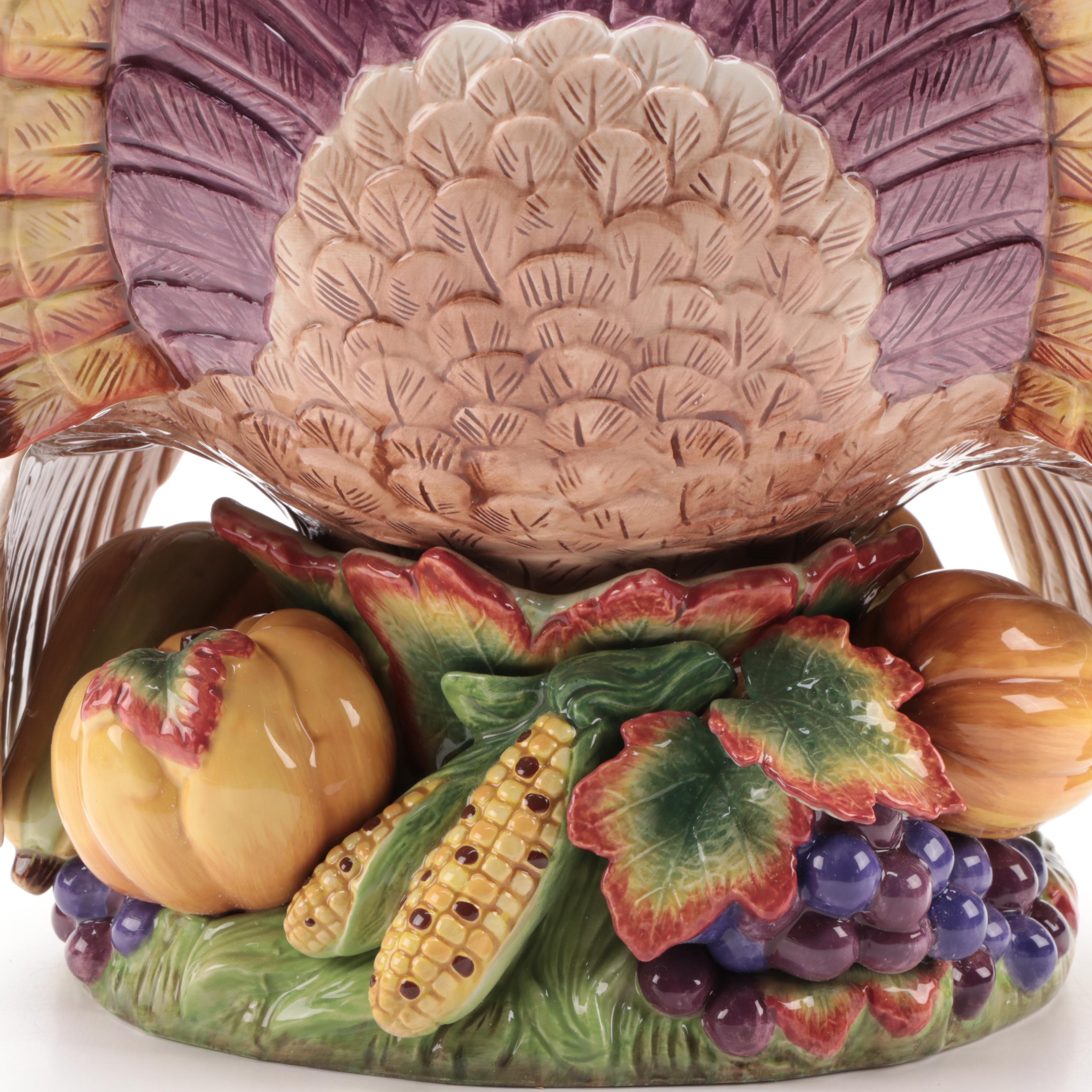 Fitz and Floyd "Autumn Bounty" Ceramic Turkey Tureen with Ladle, 1996–1999