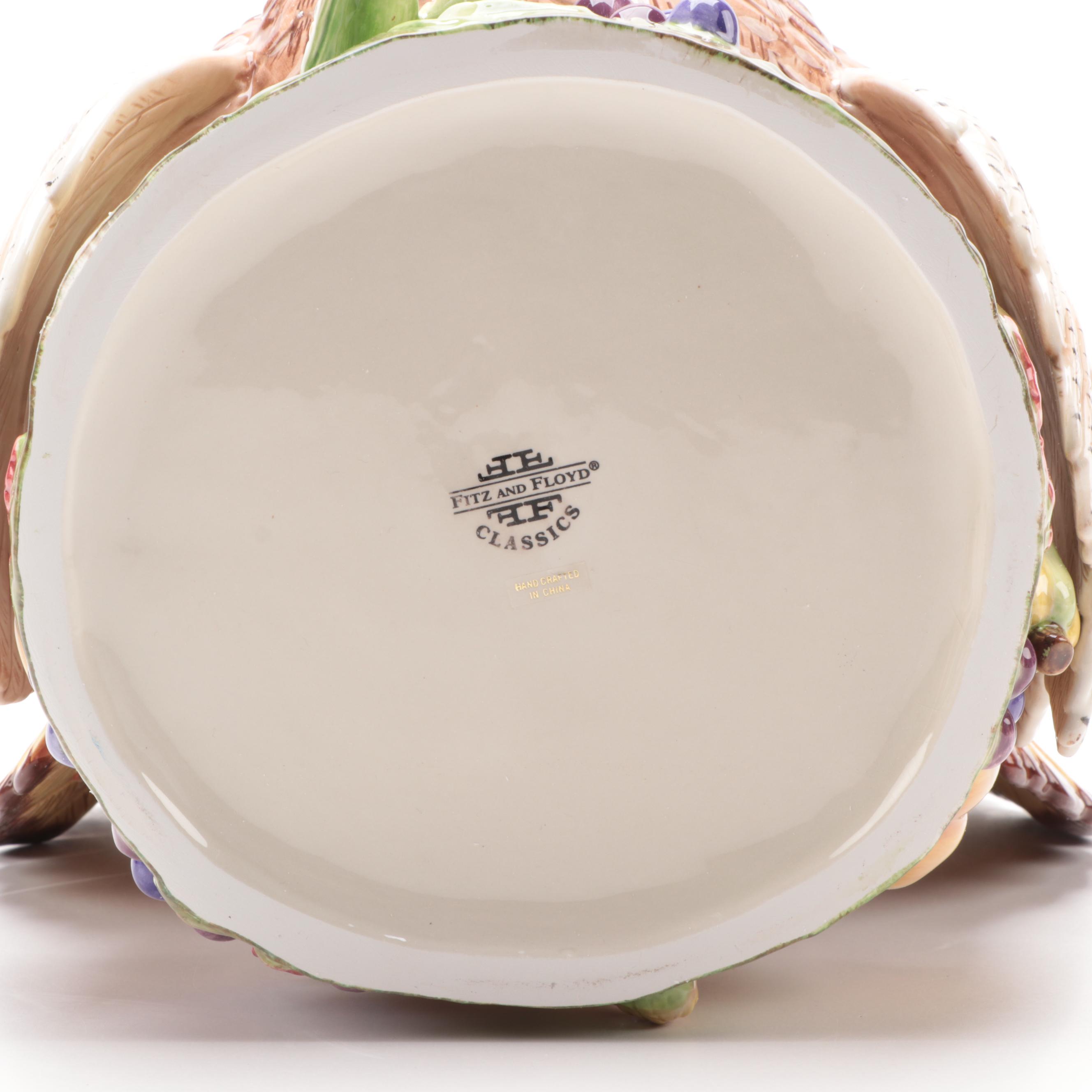 Fitz and Floyd "Autumn Bounty" Ceramic Turkey Tureen with Ladle, 1996–1999