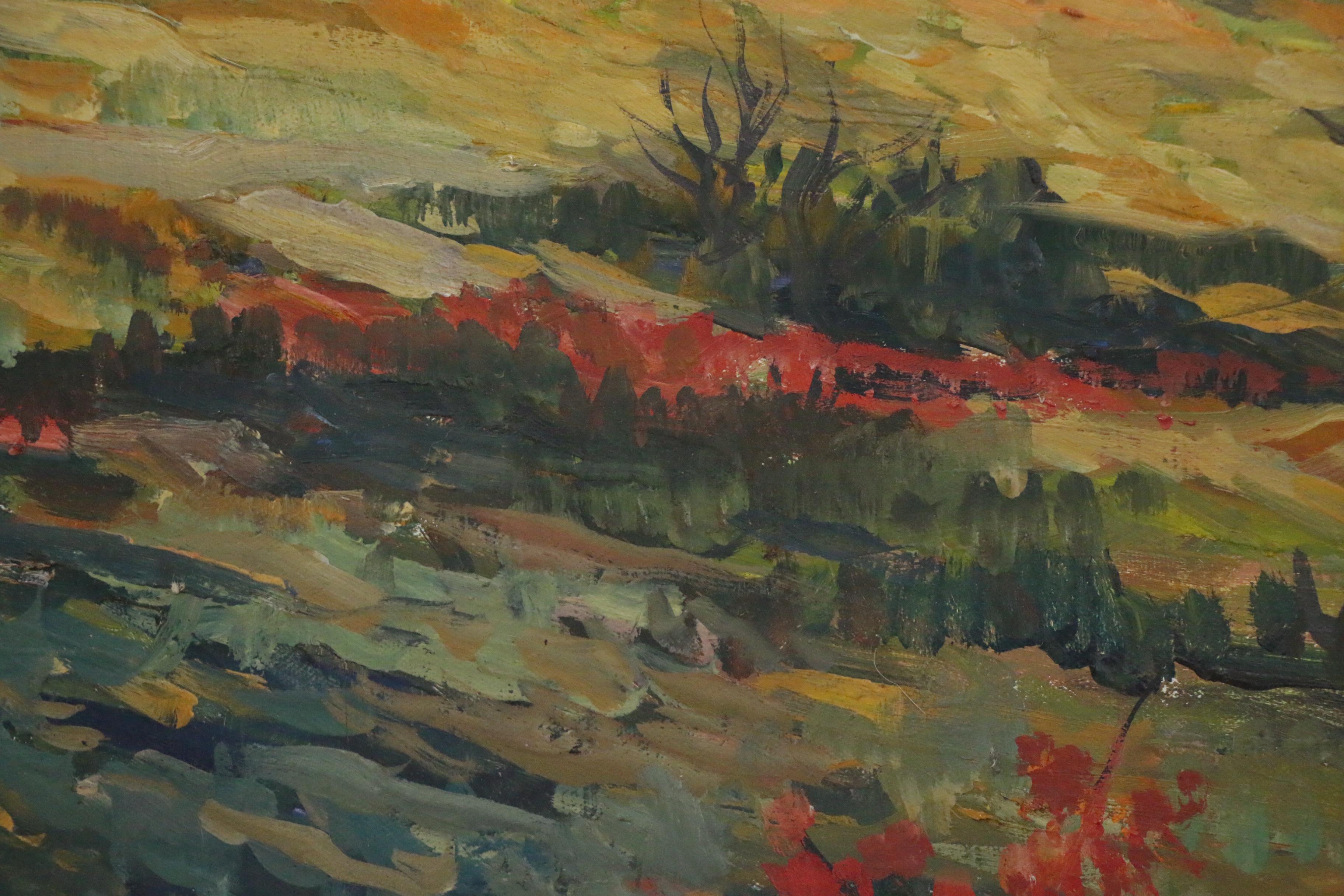 Bill Salamon Oil Painting of Abstract Hills, Late 20th Century
