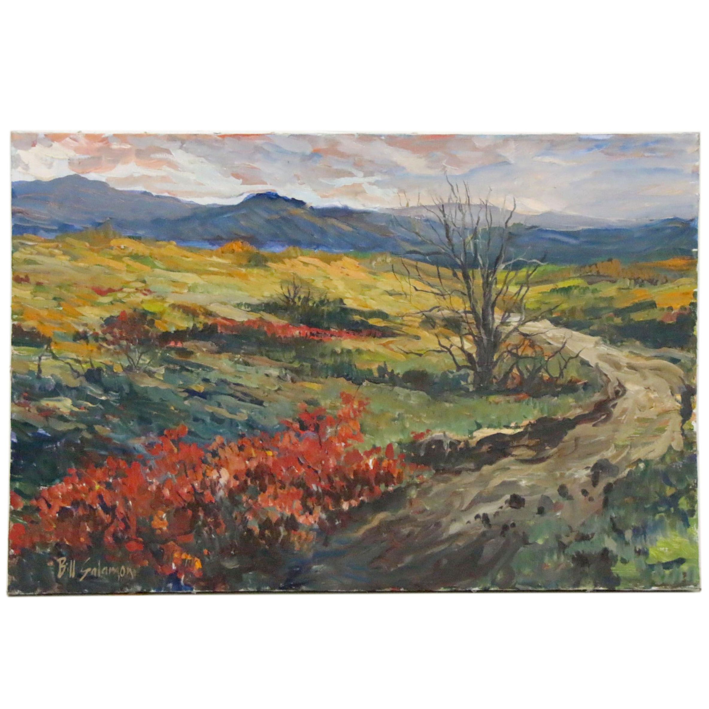 Bill Salamon Oil Painting of Abstract Hills, Late 20th Century