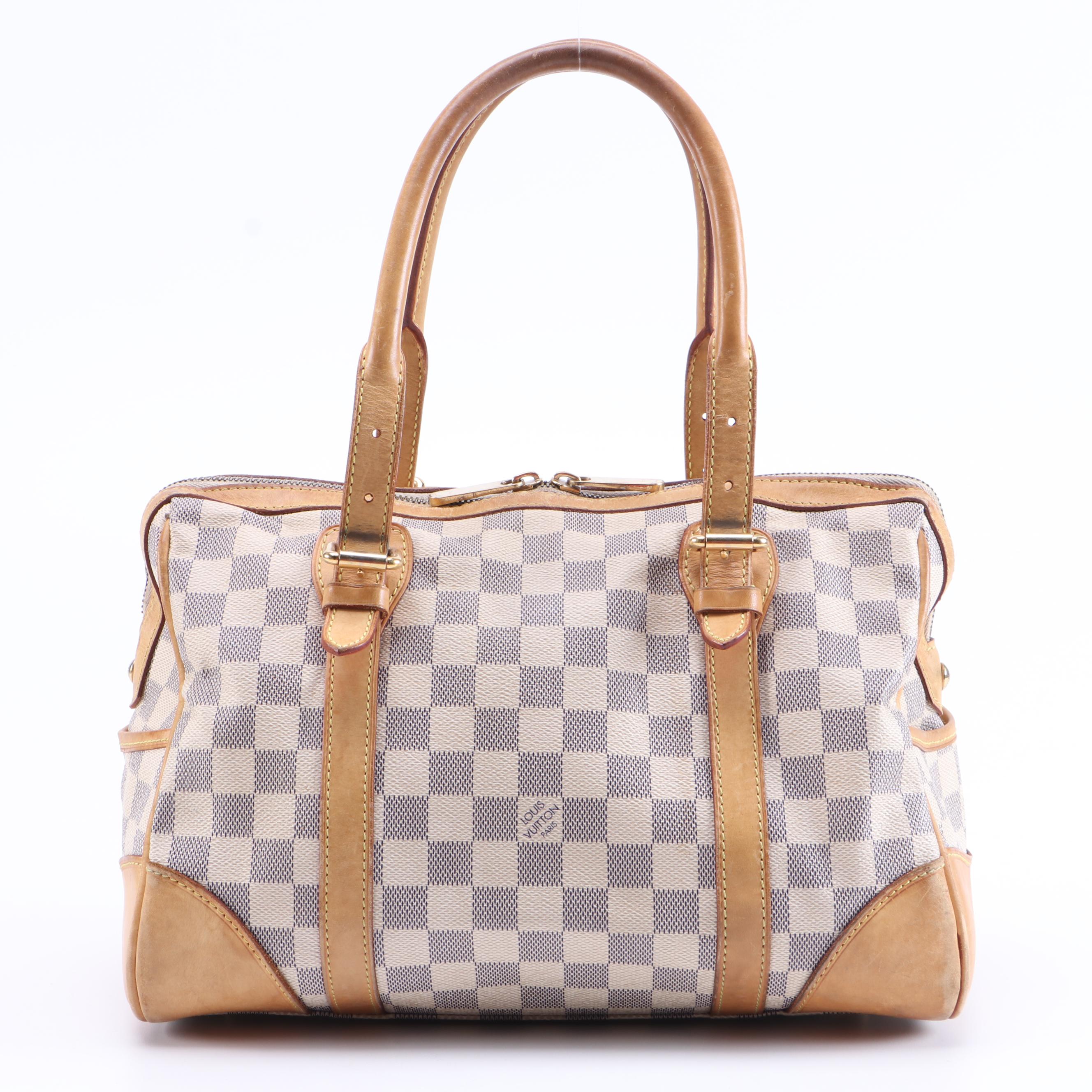 Louis Vuitton Berkeley Satchel in Damier Azur Coated Canvas and Leather