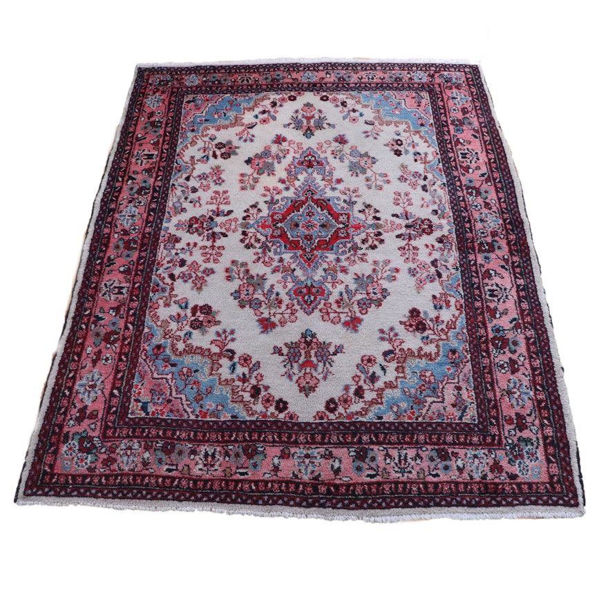 6'2.5 x 8'8 Hand-Knotted Persian Yazd Wool Rug