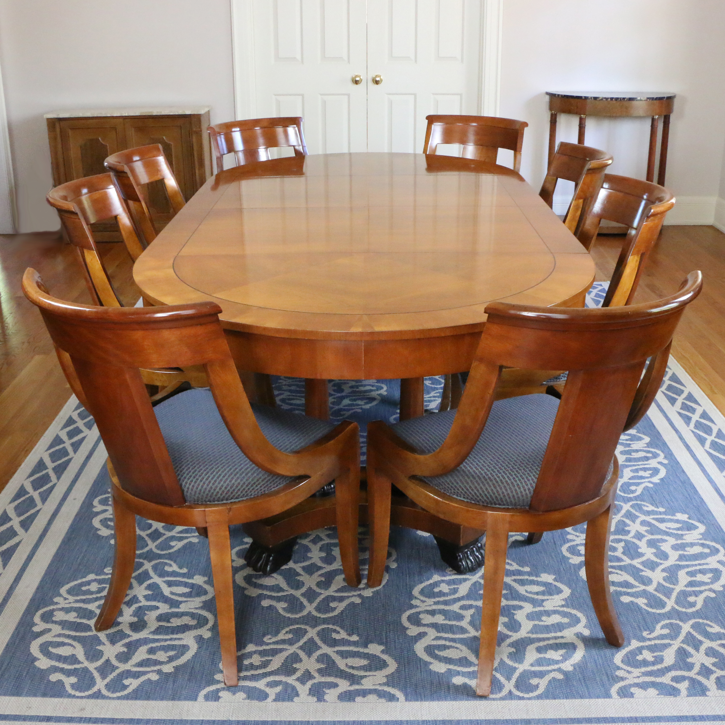 Baker Furniture Biedermeier Style  Dining Table Set, Late 20th Century