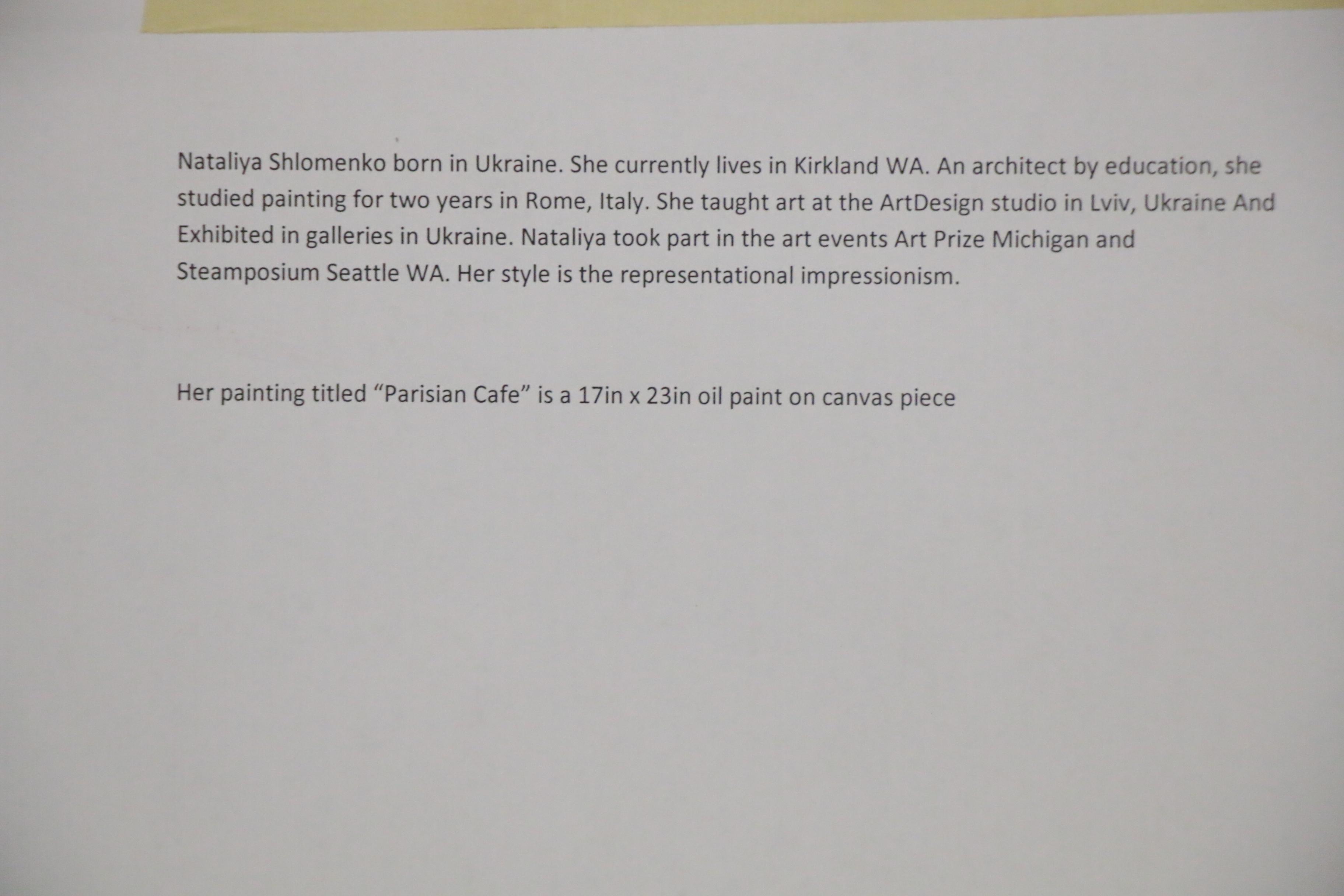 Nataliya Shlomenko Oil Painting "Paris Cafe", 2014