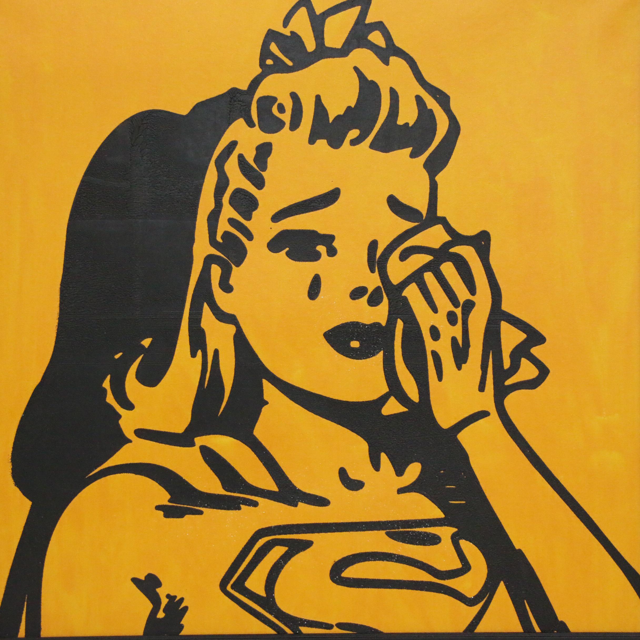 Andrew Van Sickle Mixed Media Painting "Orange Crush Weeping Supergirl", 2015