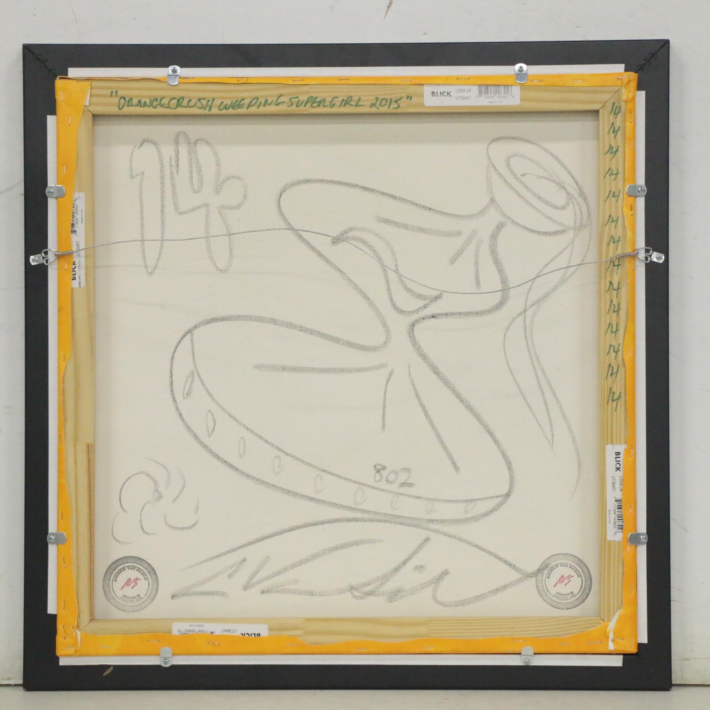 Andrew Van Sickle Mixed Media Painting "Orange Crush Weeping Supergirl", 2015