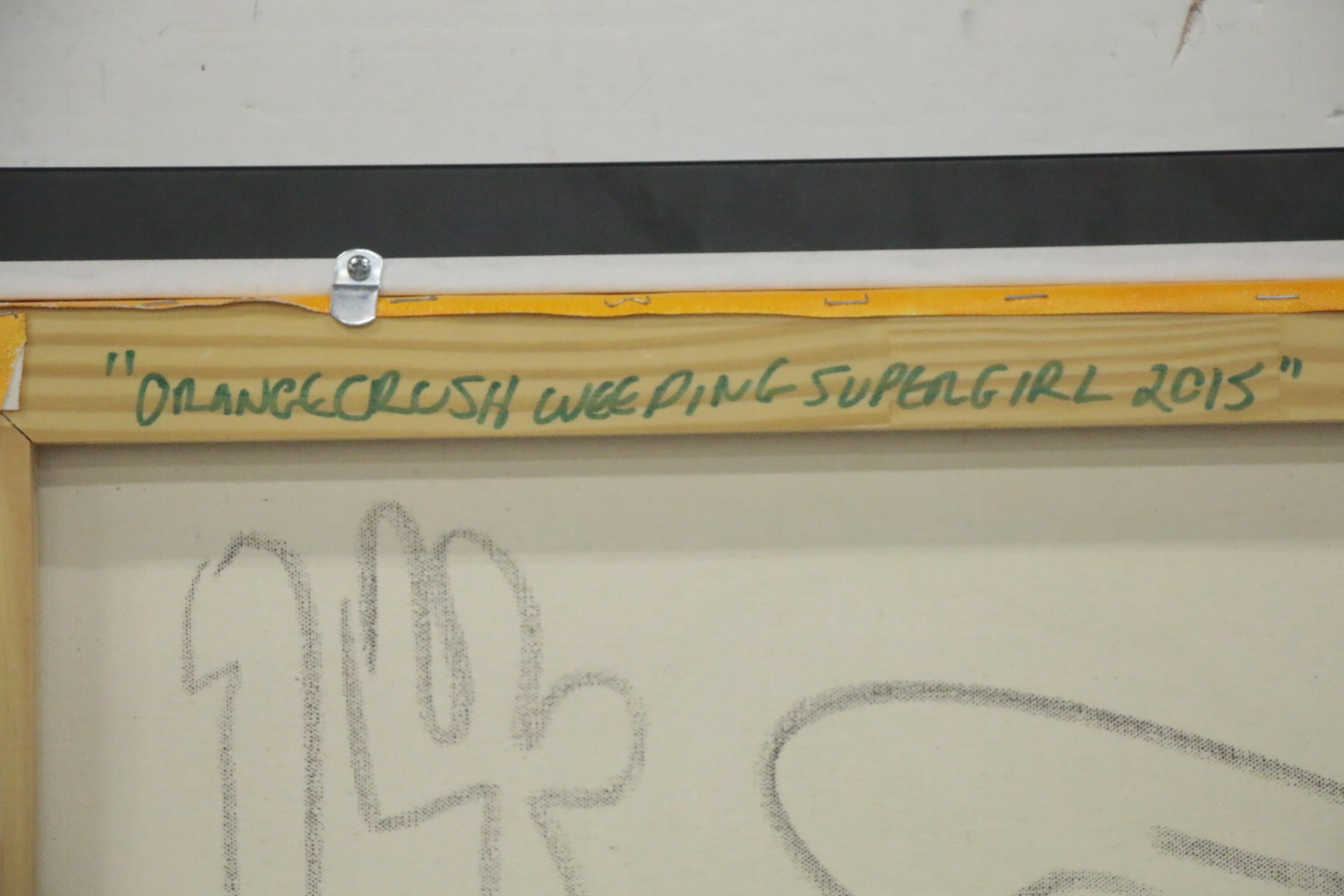 Andrew Van Sickle Mixed Media Painting "Orange Crush Weeping Supergirl", 2015