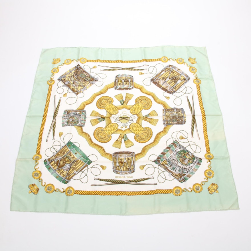 Hermès Paris "Les Tambours" Silk Scarf