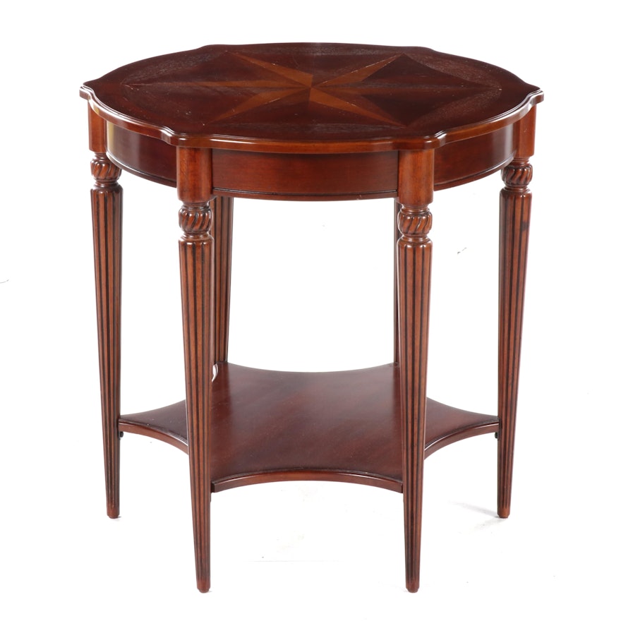 Regency Style Marquetry-Inlaid Mahogany Center Table, Late 20th Century