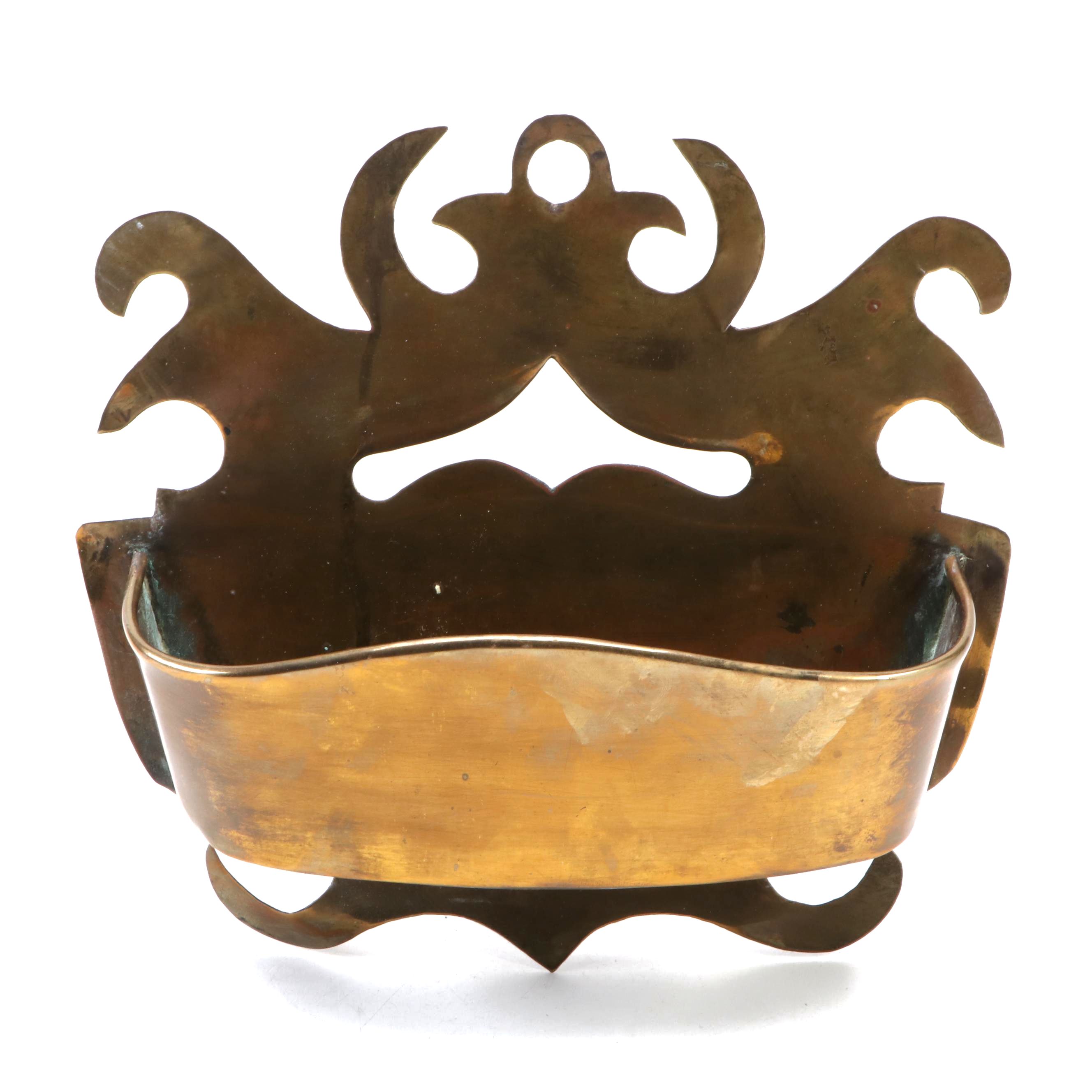 Brass Decorative Wall Planter, Mid to Late 20th Century