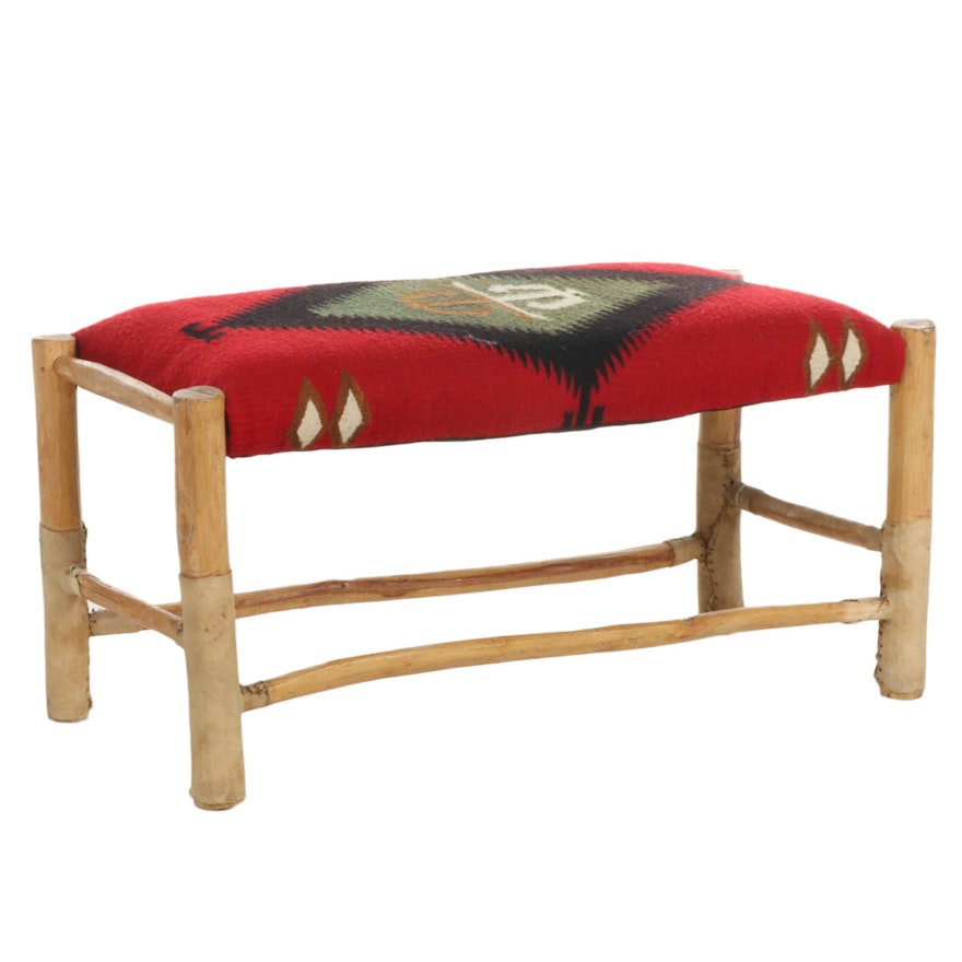 Kilim Upholstered Wood Bench