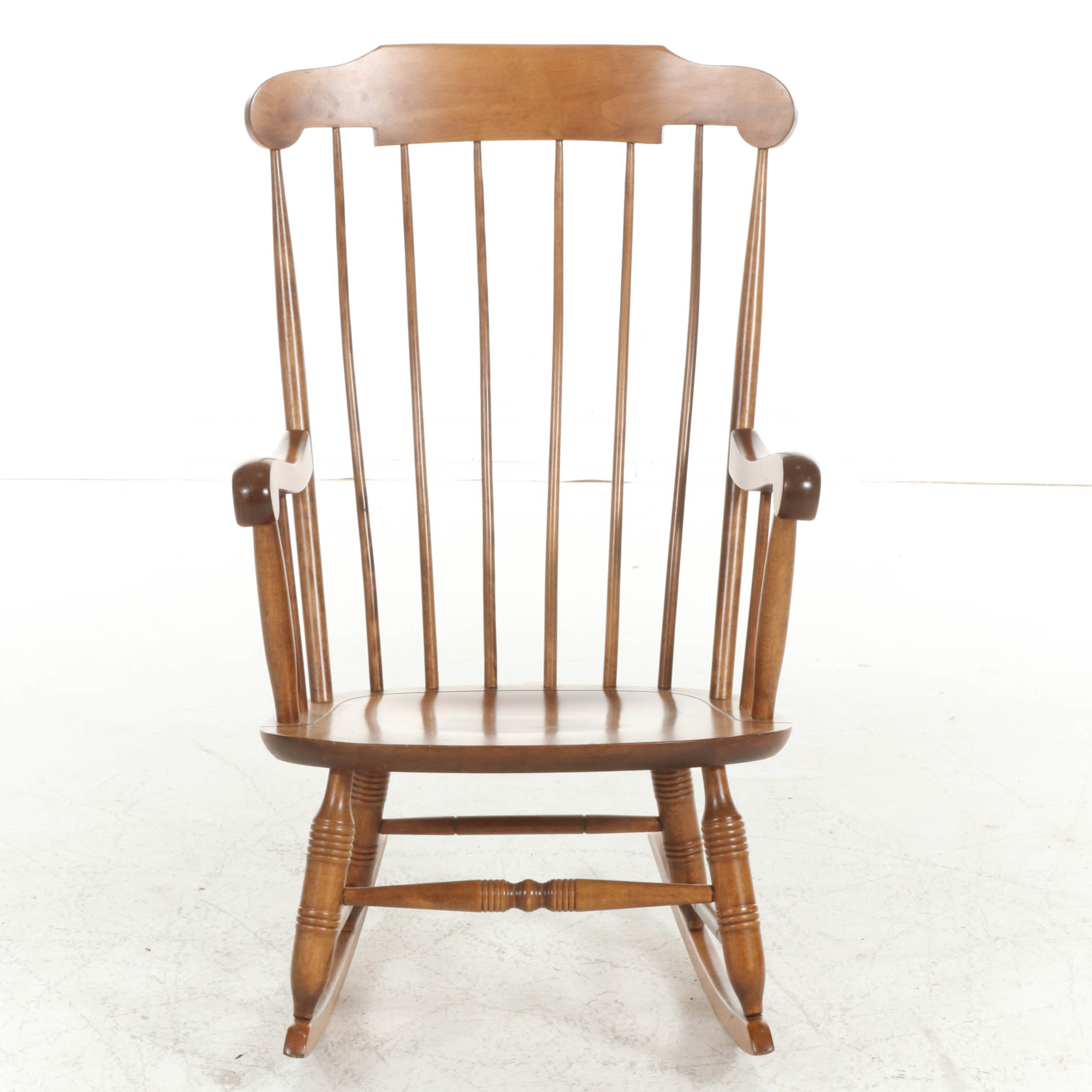 Nichols & Stone Co. New England Turned Maple Windsor Rocking Chair, 20th C.