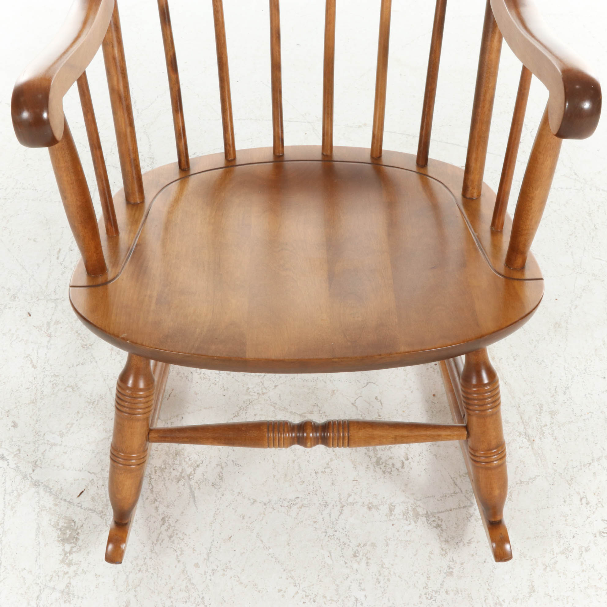Nichols & Stone Co. New England Turned Maple Windsor Rocking Chair, 20th C.