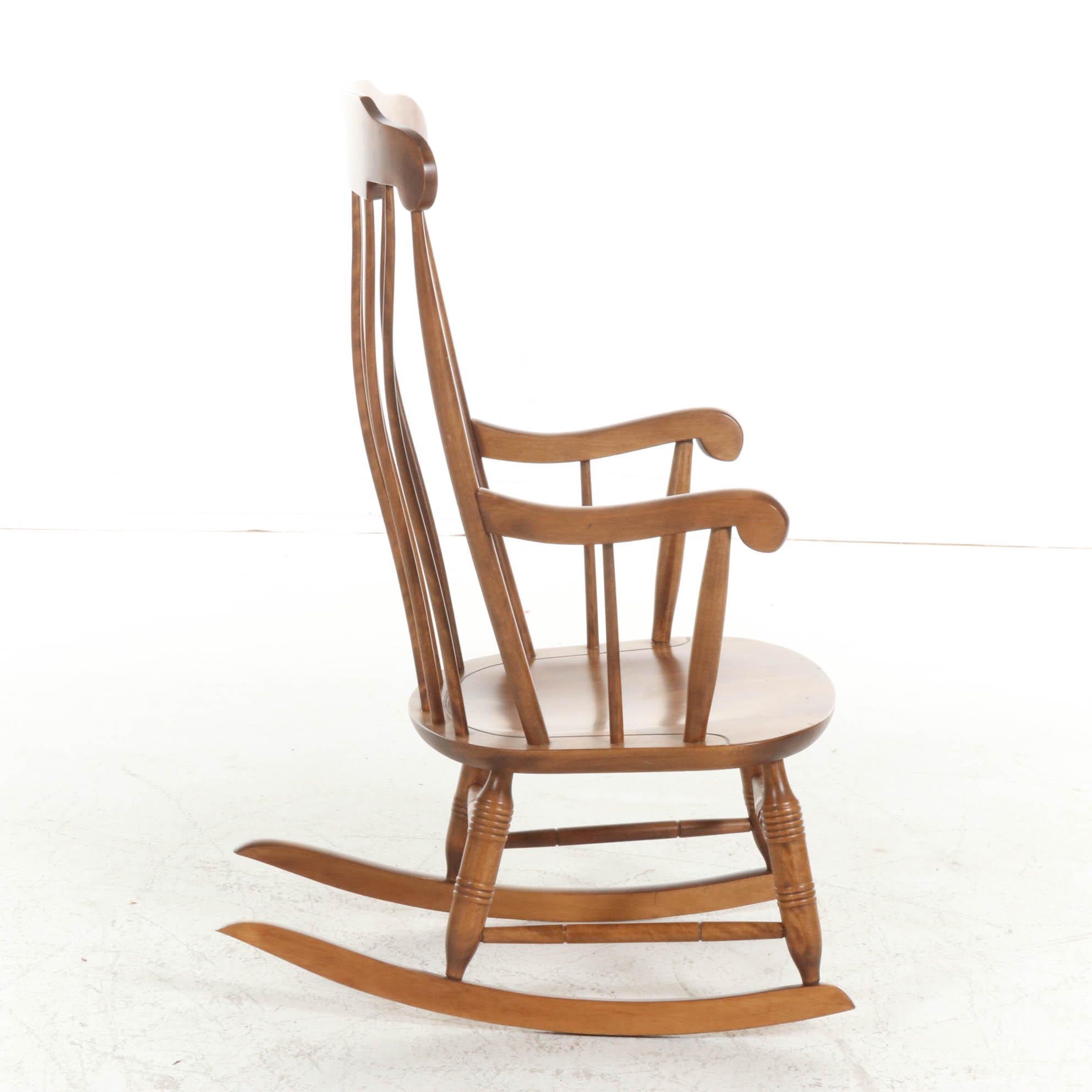 Nichols & Stone Co. New England Turned Maple Windsor Rocking Chair, 20th C.