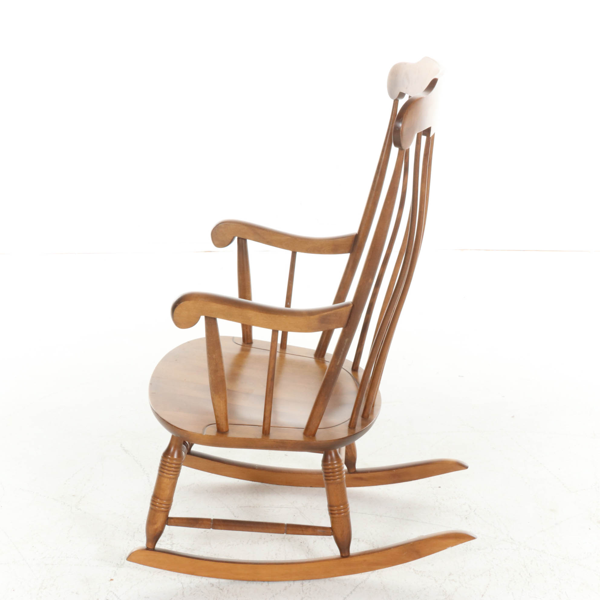 Nichols & Stone Co. New England Turned Maple Windsor Rocking Chair, 20th C.