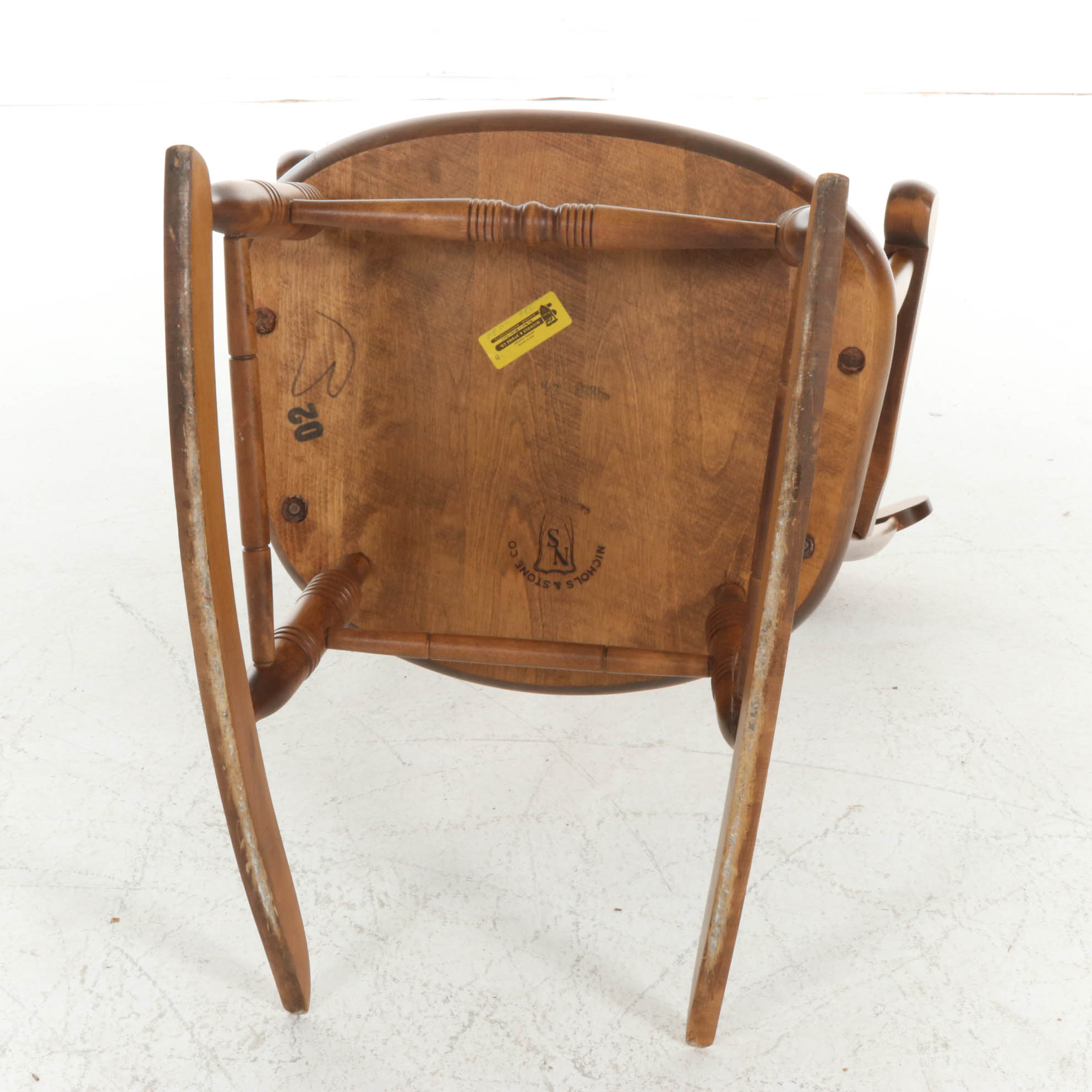 Nichols & Stone Co. New England Turned Maple Windsor Rocking Chair, 20th C.