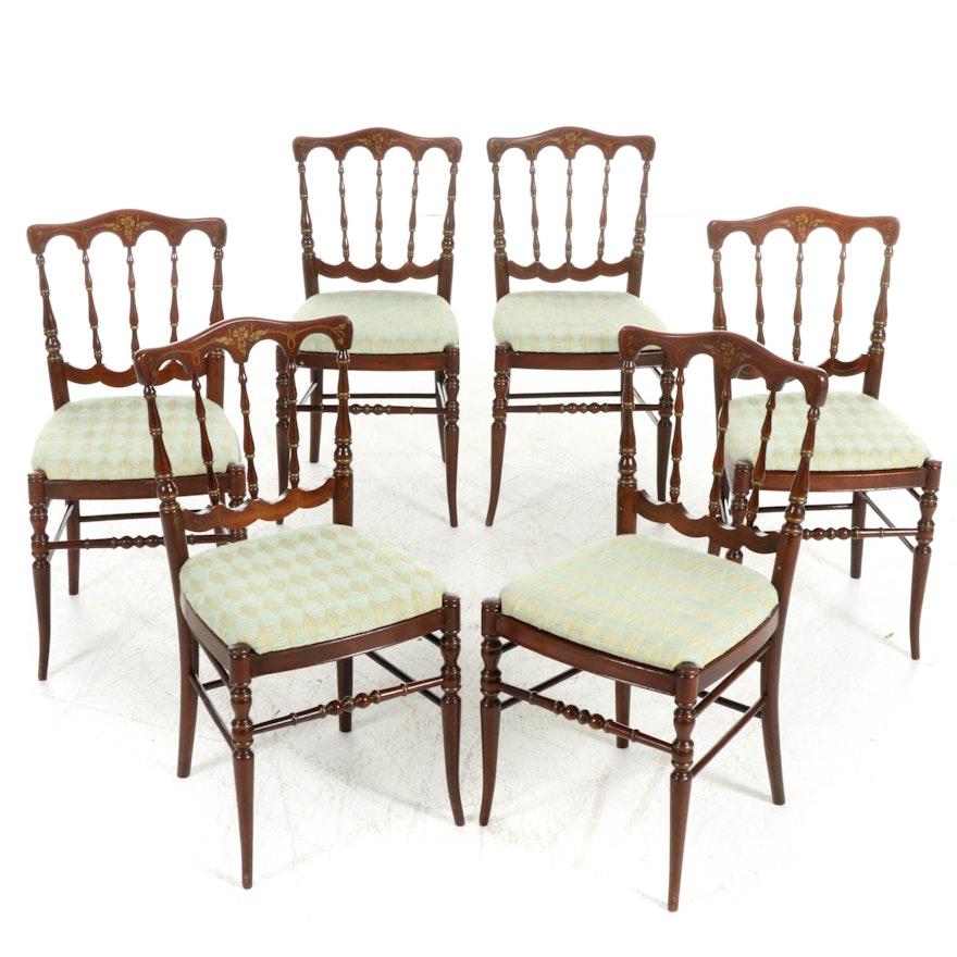 Tell City Chair Co. Stenciled Mahogany-Stained Dining Chairs, Mid-20th C.