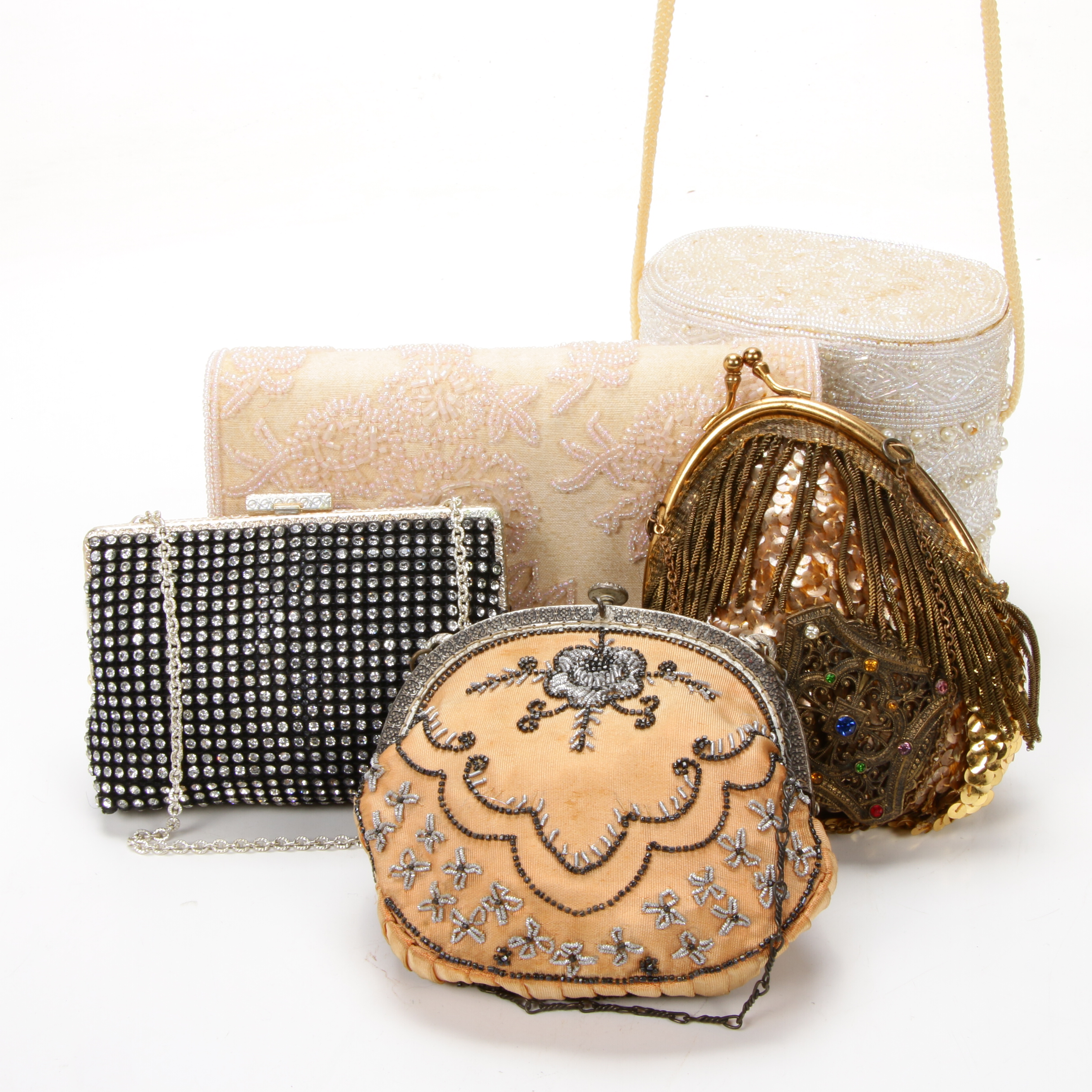 Five Beaded Evening Bags Including Valerie Stevens, Mid to Late 20th Century