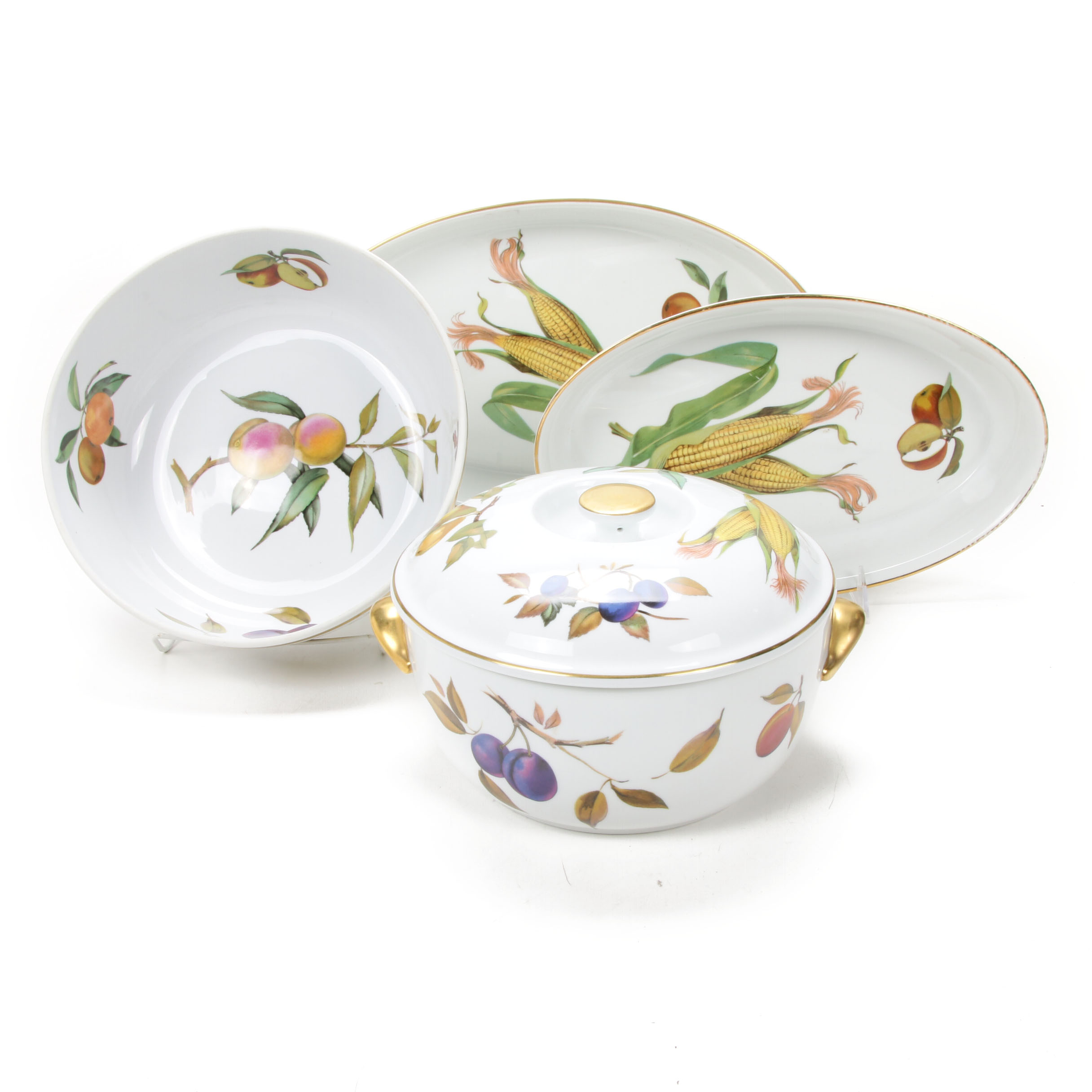 Royal Worcester "Evesham" Porcelain Serving Dishes and Covered Casserole