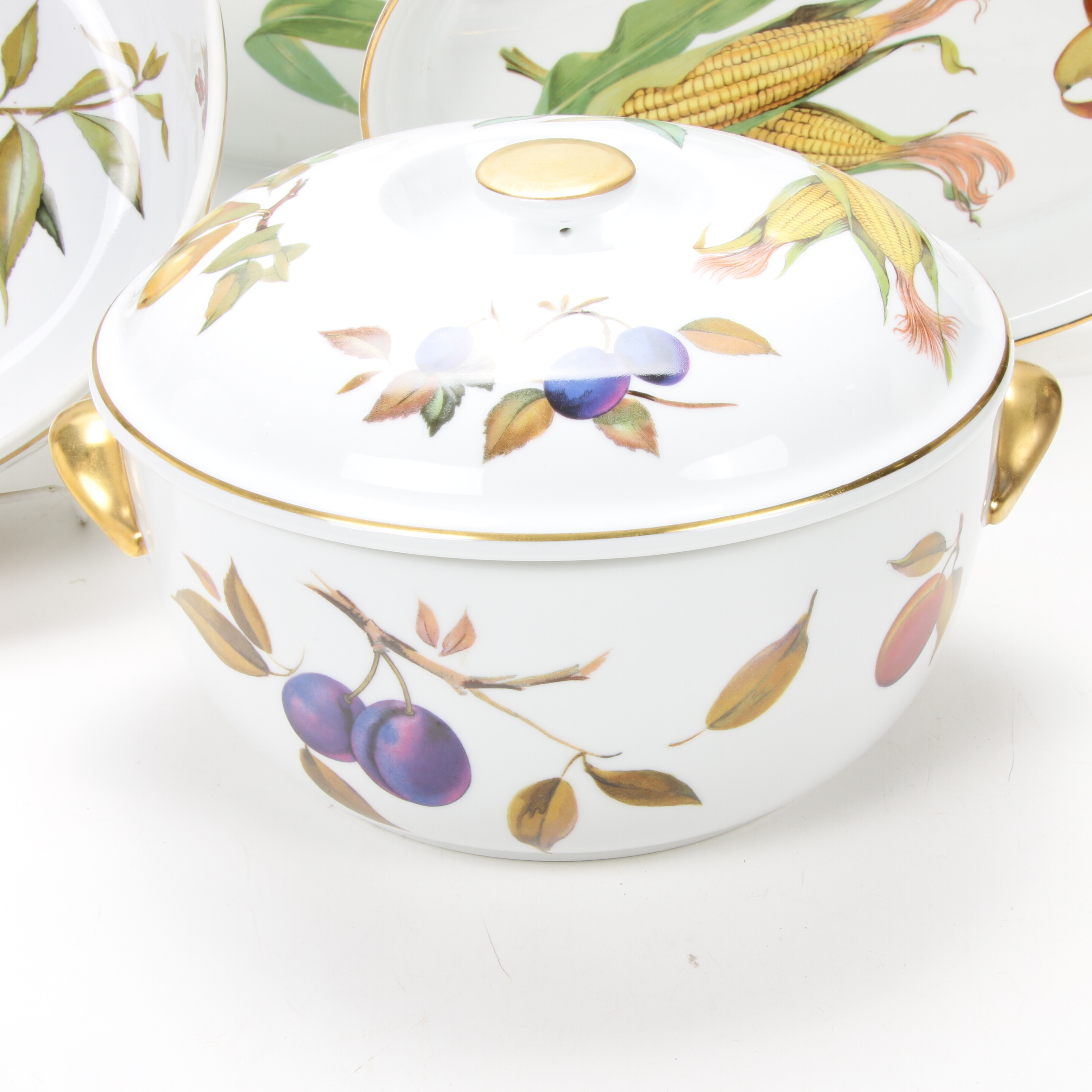 Royal Worcester "Evesham" Porcelain Serving Dishes and Covered Casserole
