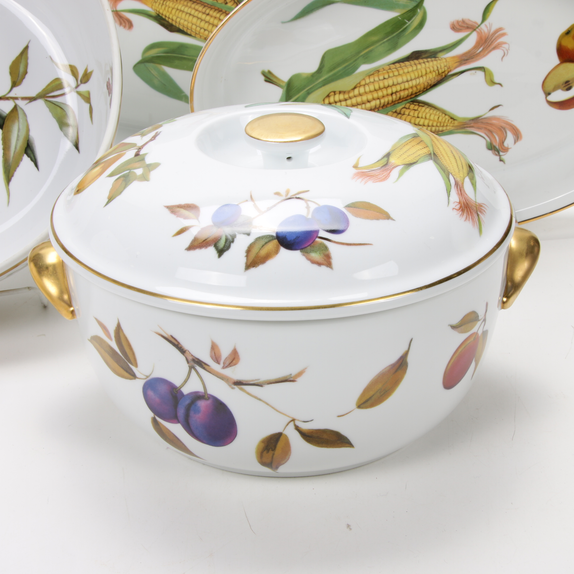 Royal Worcester "Evesham" Porcelain Serving Dishes and Covered Casserole