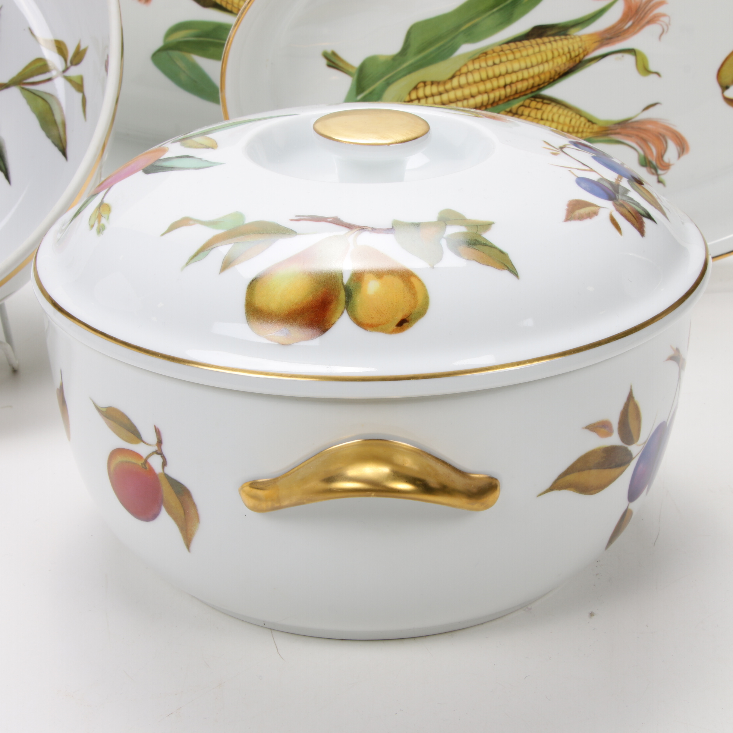 Royal Worcester "Evesham" Porcelain Serving Dishes and Covered Casserole