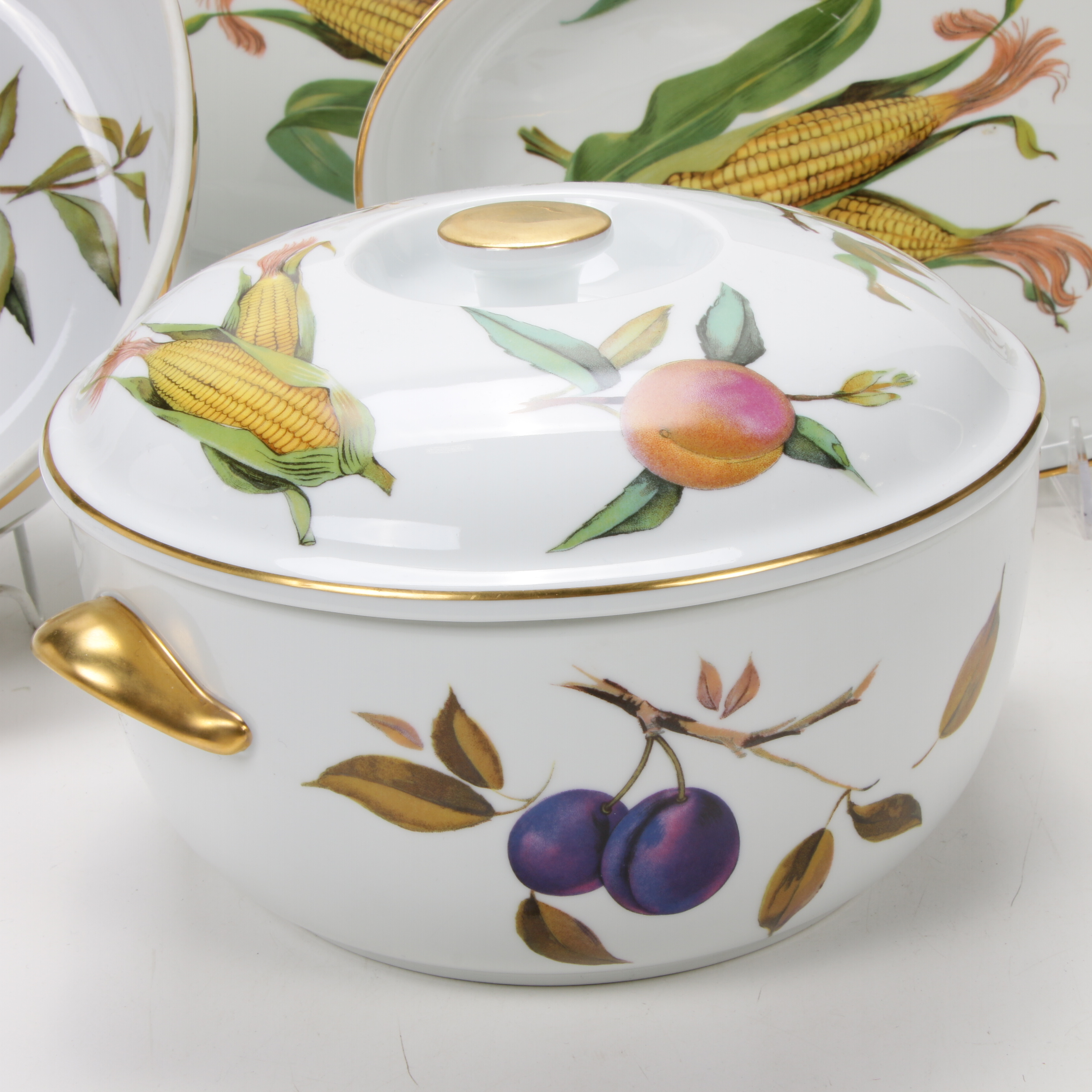 Royal Worcester "Evesham" Porcelain Serving Dishes and Covered Casserole