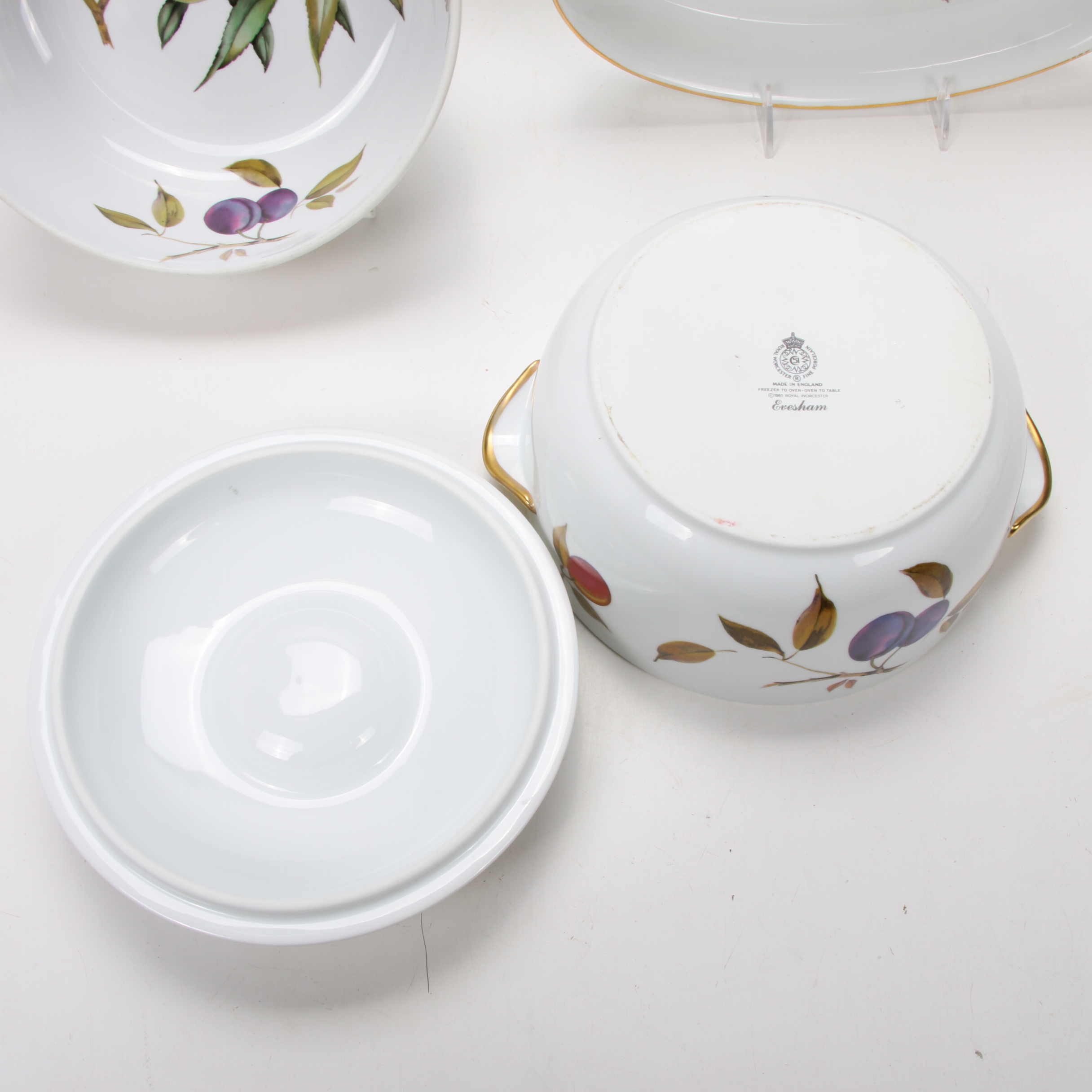 Royal Worcester "Evesham" Porcelain Serving Dishes and Covered Casserole