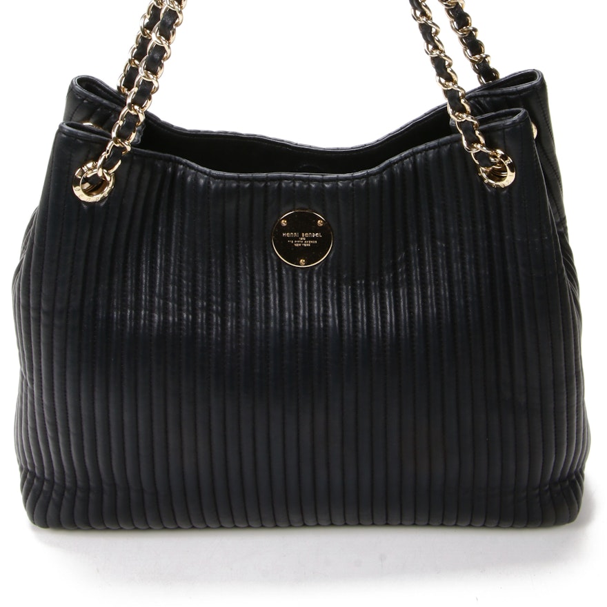 Henri Bendel Chain Strap Tote in Quilted Black Leather