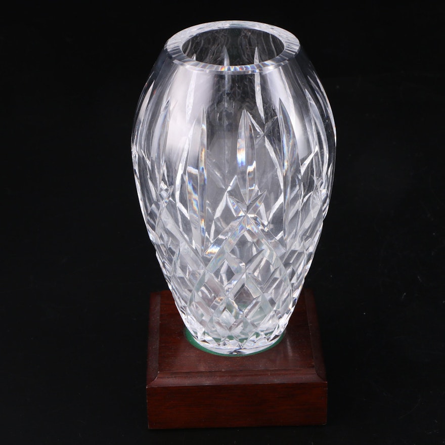 Waterford Crystal "Araglin" Flower Vase and Wood Stand